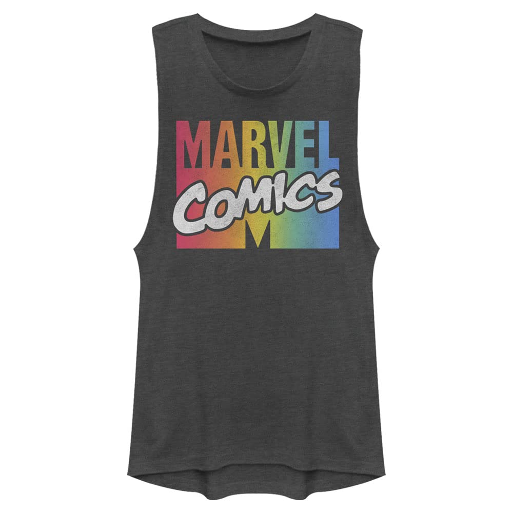 Marvel Classic Comics Spectrum Logo Women's Muscle Tank Top - Superhero Graphic Tee for Casual Wear, Gym & Cosplay | Official Marvel Merchandise for Fans & Collectors