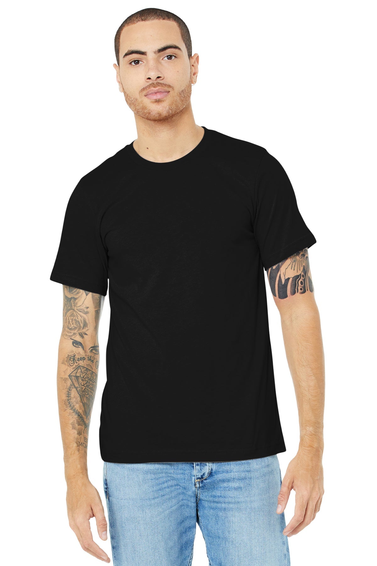 Bella Canvas Unisex Jersey Short Sleeve T-Shirt - Solid Black Cotton Blend Tee for Men & Women | Casual Wear, Layering, Everyday Comfort