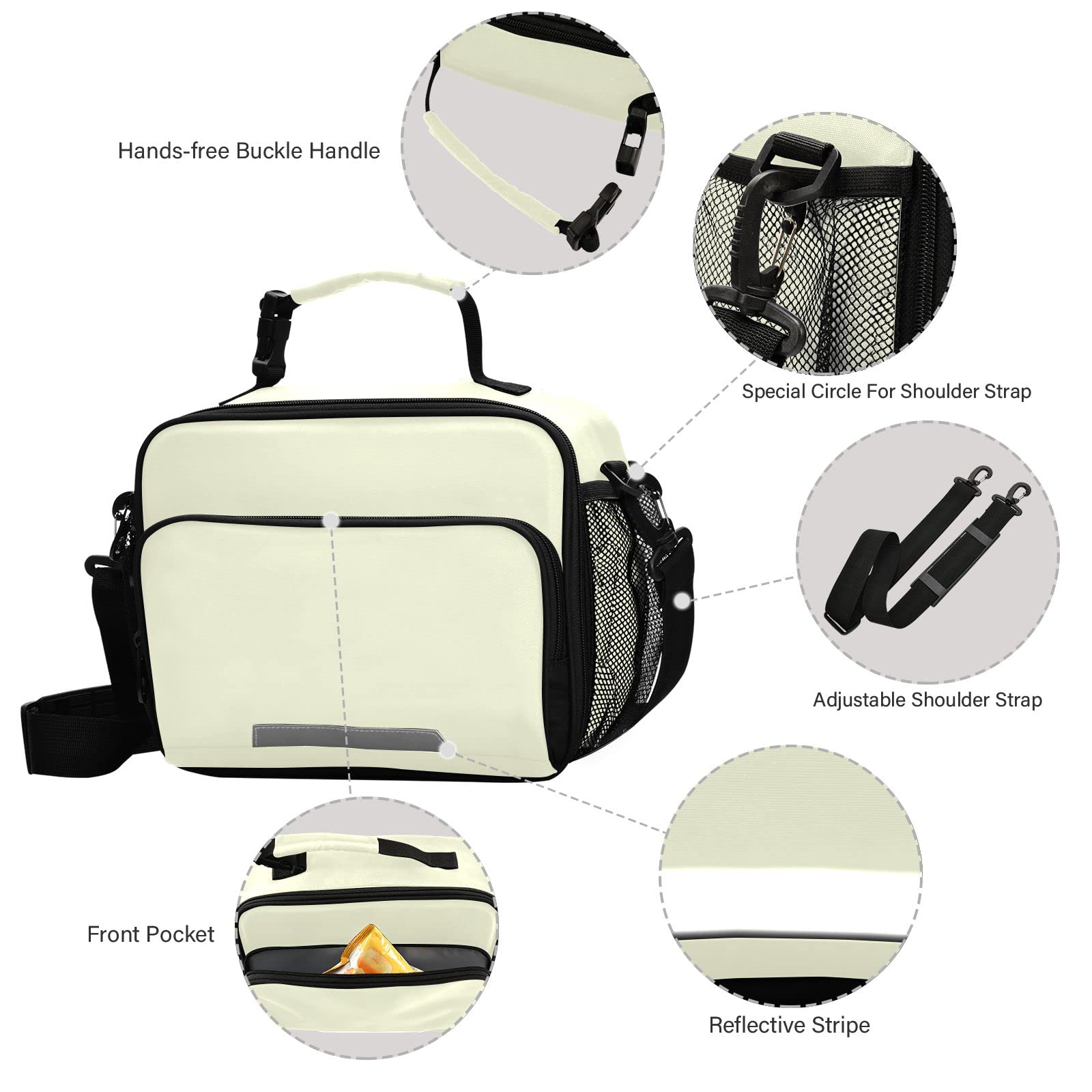 Insulated Light Yellow Kids Lunch Bag - Reusable Lunch Box for School, Boys & Girls - Eco-Friendly Lunch Bags for Women & Men - Perfect for School, Work & Picnics