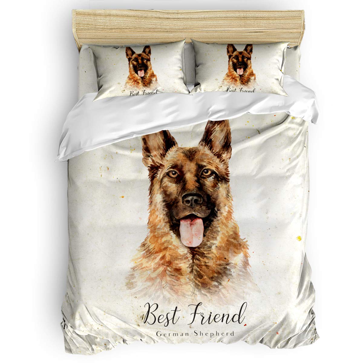 YEHO Art Gallery German Shepherd Dog Duvet Cover Set - 4 Piece Lightweight Bedding with Zipper Closure, Queen Size Comforter Cover for Bedroom & Hotel Use | Perfect for Pet Lovers & Animal Theme Decor