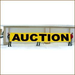 Black on Yellow Auction Banner 4' x Various Sizes - Customizable Vinyl Sign for Car Shows, Flea Markets & Fundraising Events