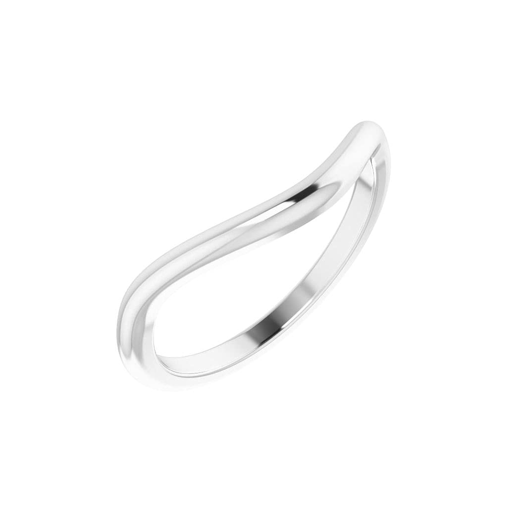 14K White Gold Polished Contour Band Ring - Size 7 Wedding, Anniversary & Valentine's Day Jewelry Gift for Women - Perfect for Bridal, Engagement & Special Occasions