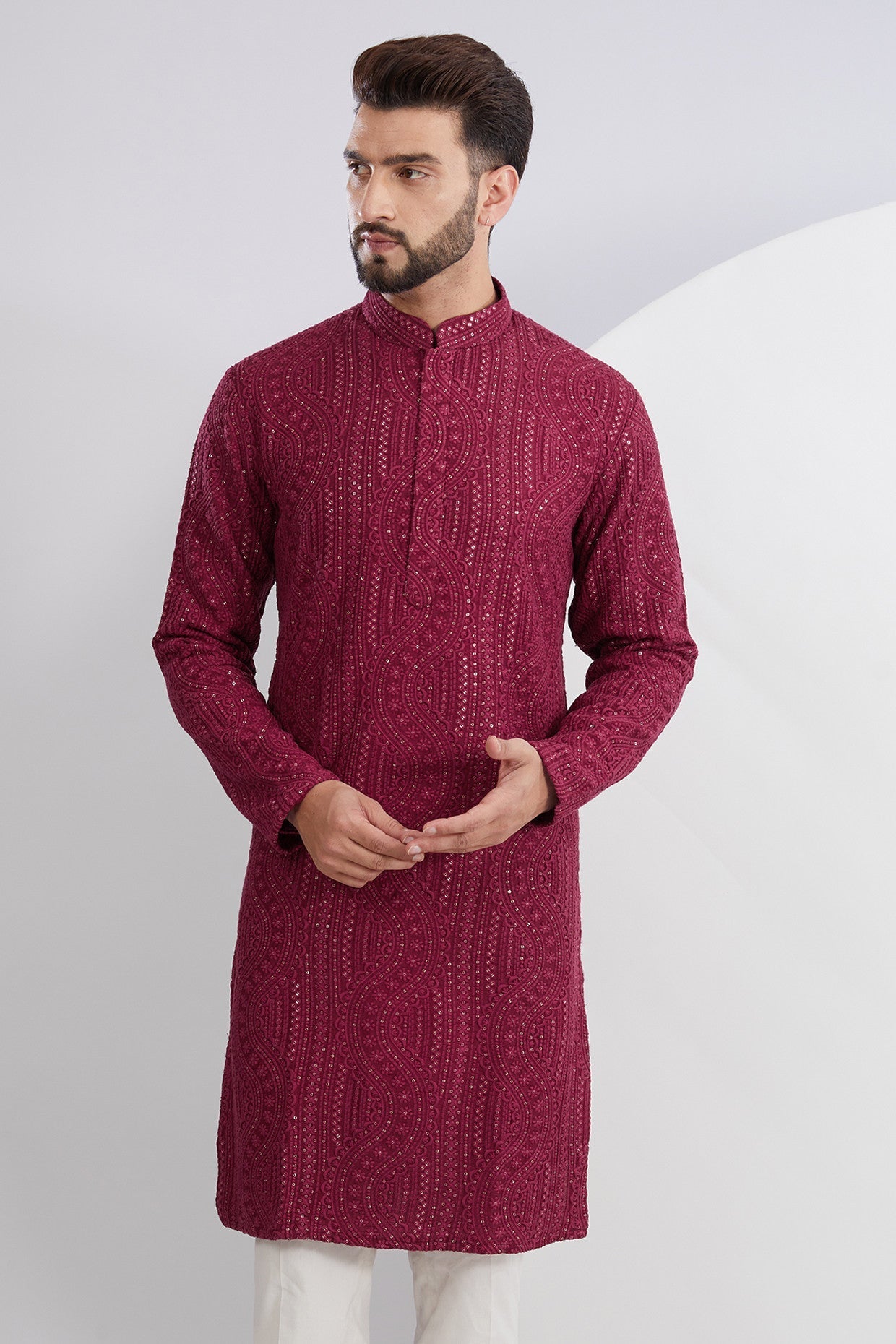 Elegant Maroon Embroidered Kurta for Women | Traditional Indian Tunic Top | Perfect for Festivals, Weddings & Cultural Events