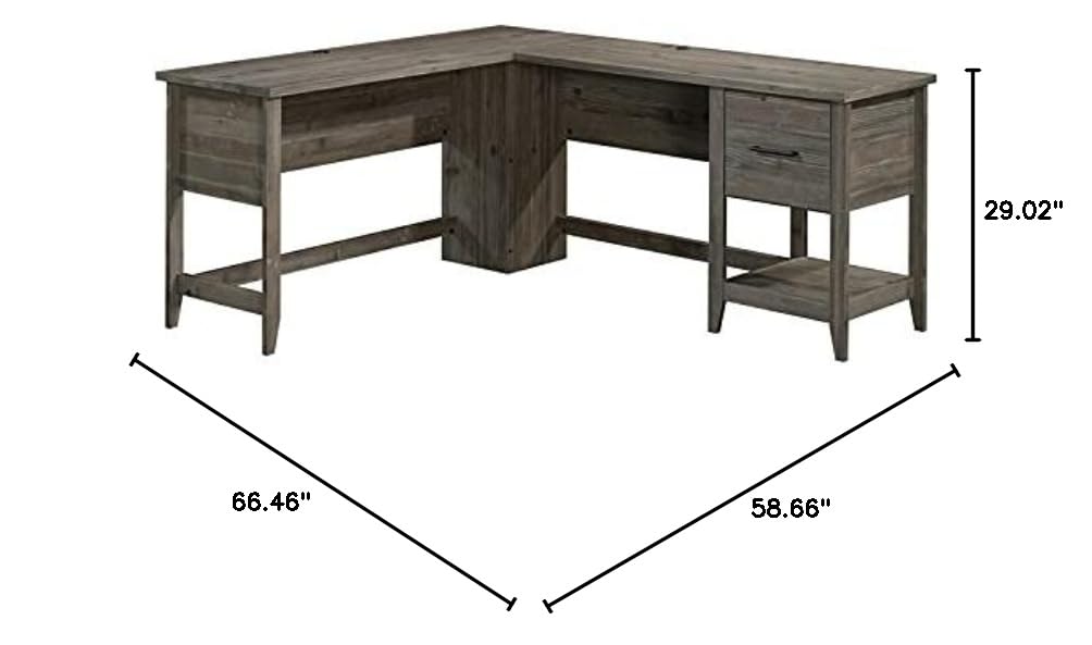 UrbanPro 1 Drawer Modern Engineered Wood L-Shaped Desk in Pebble Pine - Home Office Workstation for Small Spaces & Gaming Setup