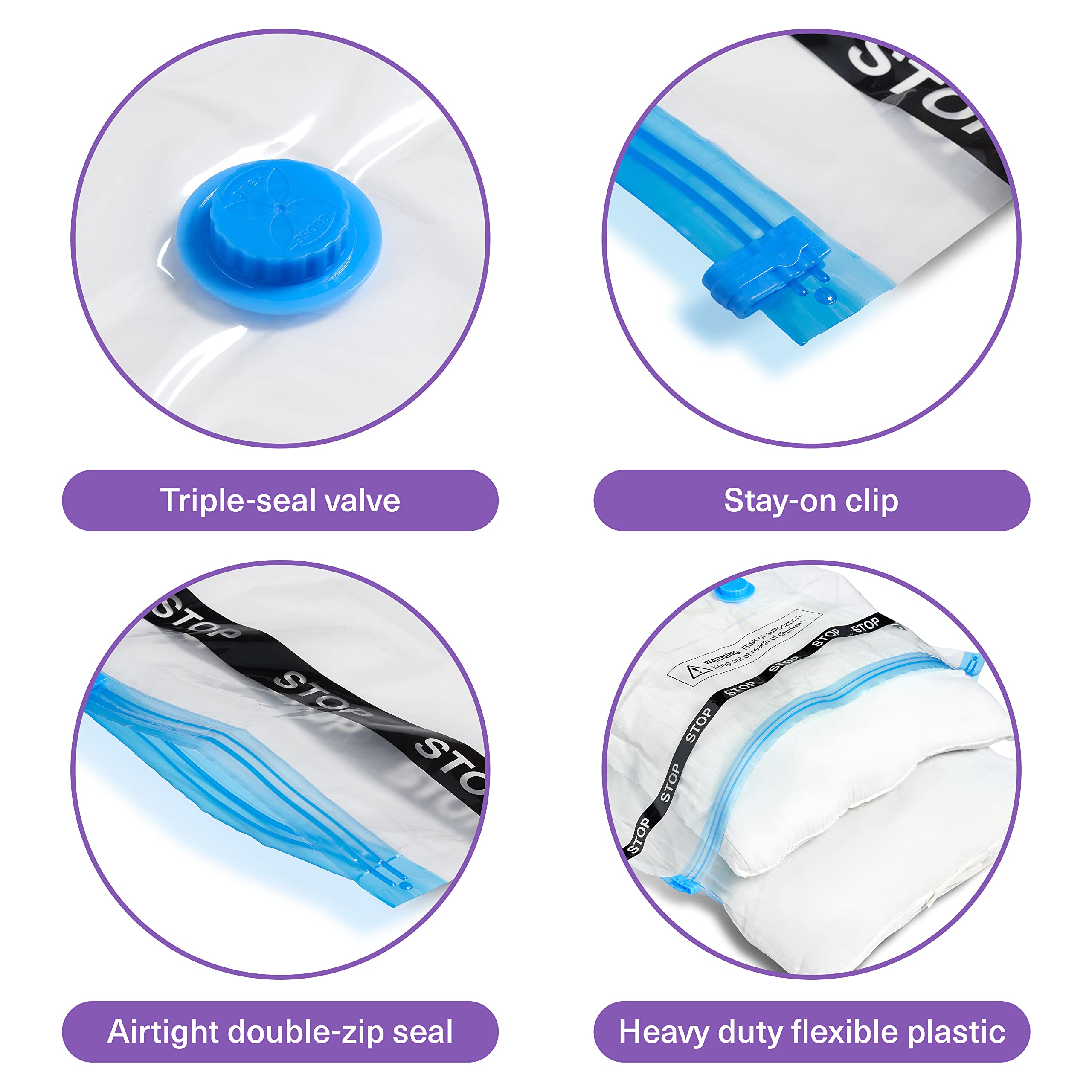 20 Pack Heavy Duty Vacuum Storage Bags for Clothes with Hand Pump - Extra Large Space Saver Bags for Duvets, Blankets, Winter Coats | Perfect for Travel, Seasonal Storage & Moving (XXL)