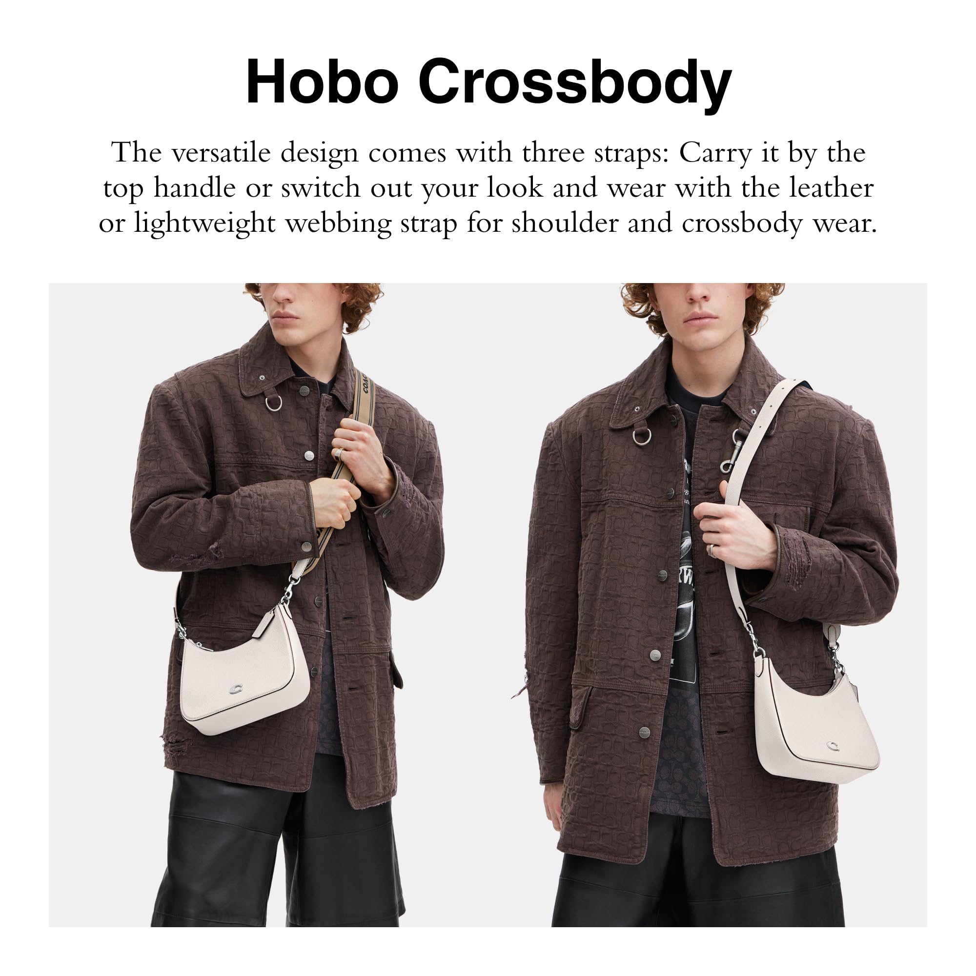 Coach Unisex Hobo Crossbody Bag in Durable Crossgrain Leather - Perfect for Work, Travel & Everyday Use