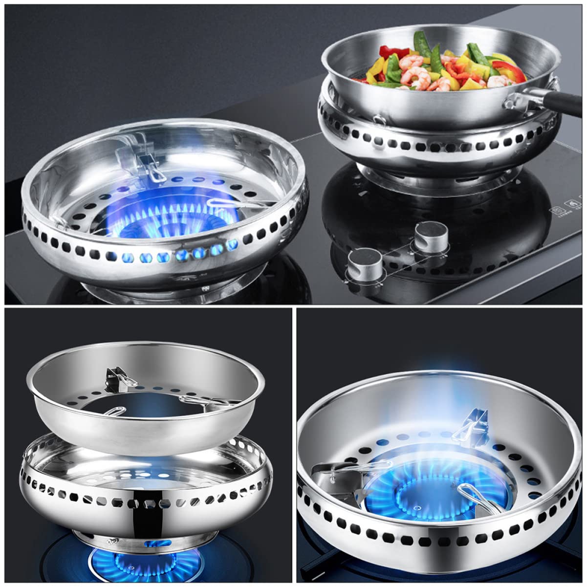 1PC Stainless Steel Gas Stove Wok Support Rack - Heavy Duty Cooking Bracket for Kitchen Stove Accessories, Perfect for Wok Cooking, Stir Frying & Pan Support - Ideal for Home Kitchen, Restaurant & Outdoor Camping Use