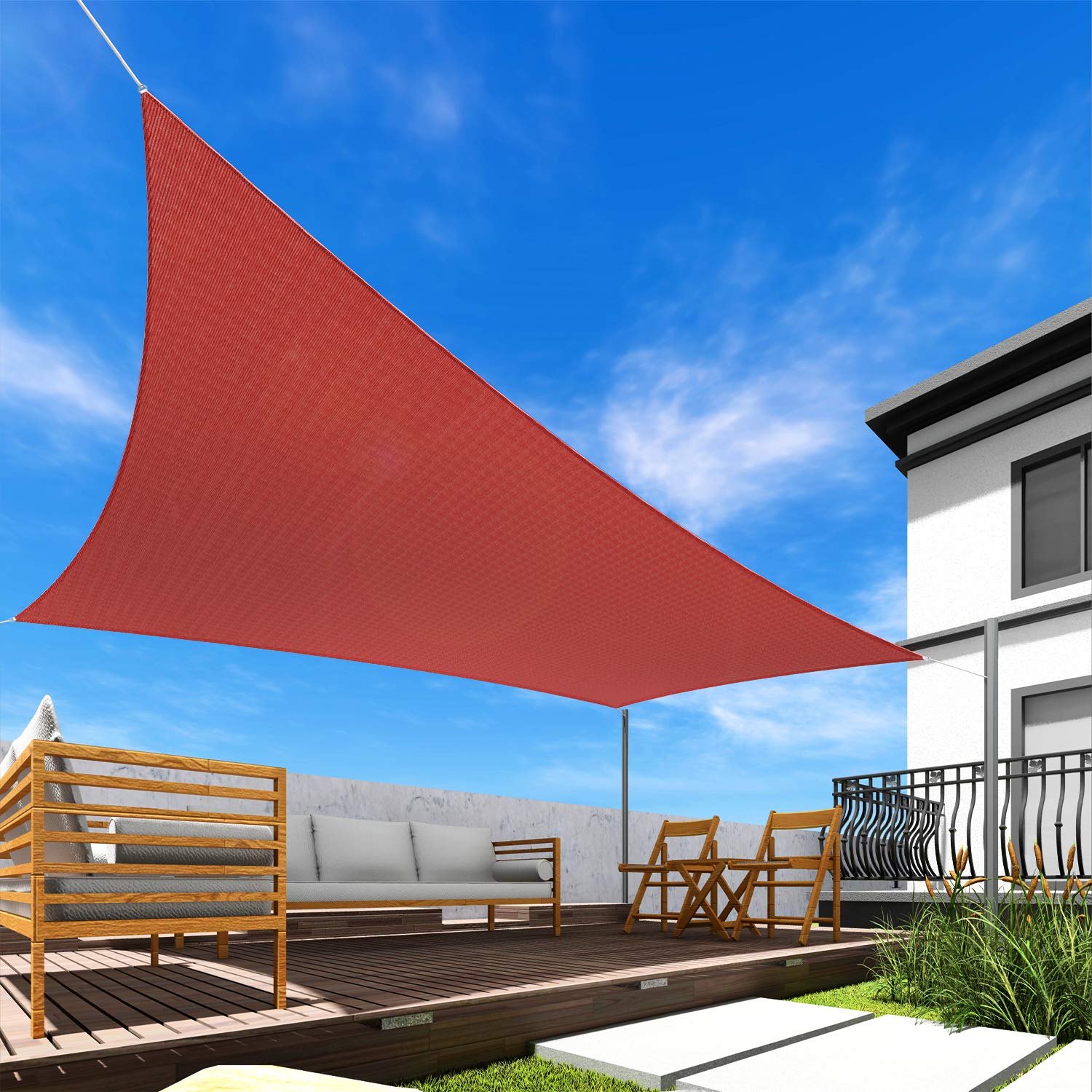 Windscreen4less Sun Shade Sail 7' x 19' Rectangle UV Block Outdoor Patio Cover - Bright Red Permeable Fabric for Backyard, Garden, Poolside & Deck Protection - Customizable Size