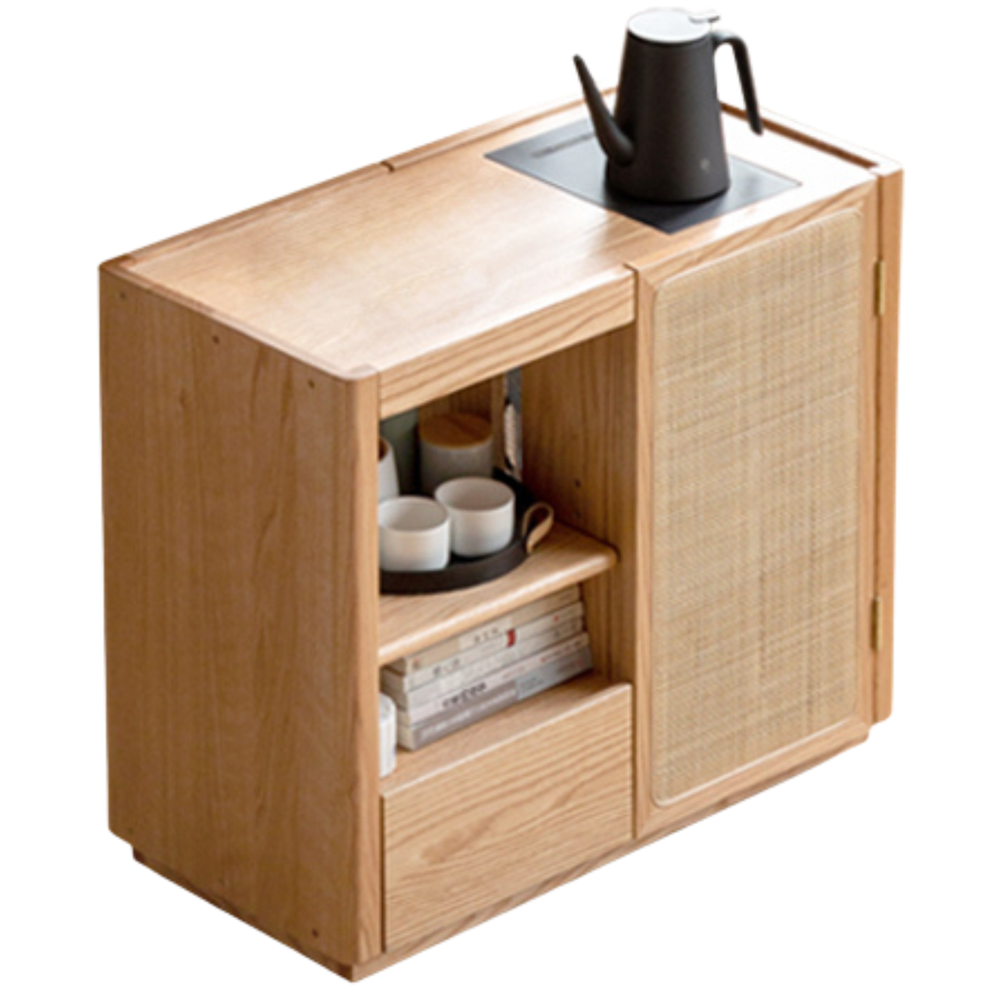 29.5х13.7х24.8 inch / 75х35х63сm / Natural wood color / Oak wood tea cabinet (with tea maker)