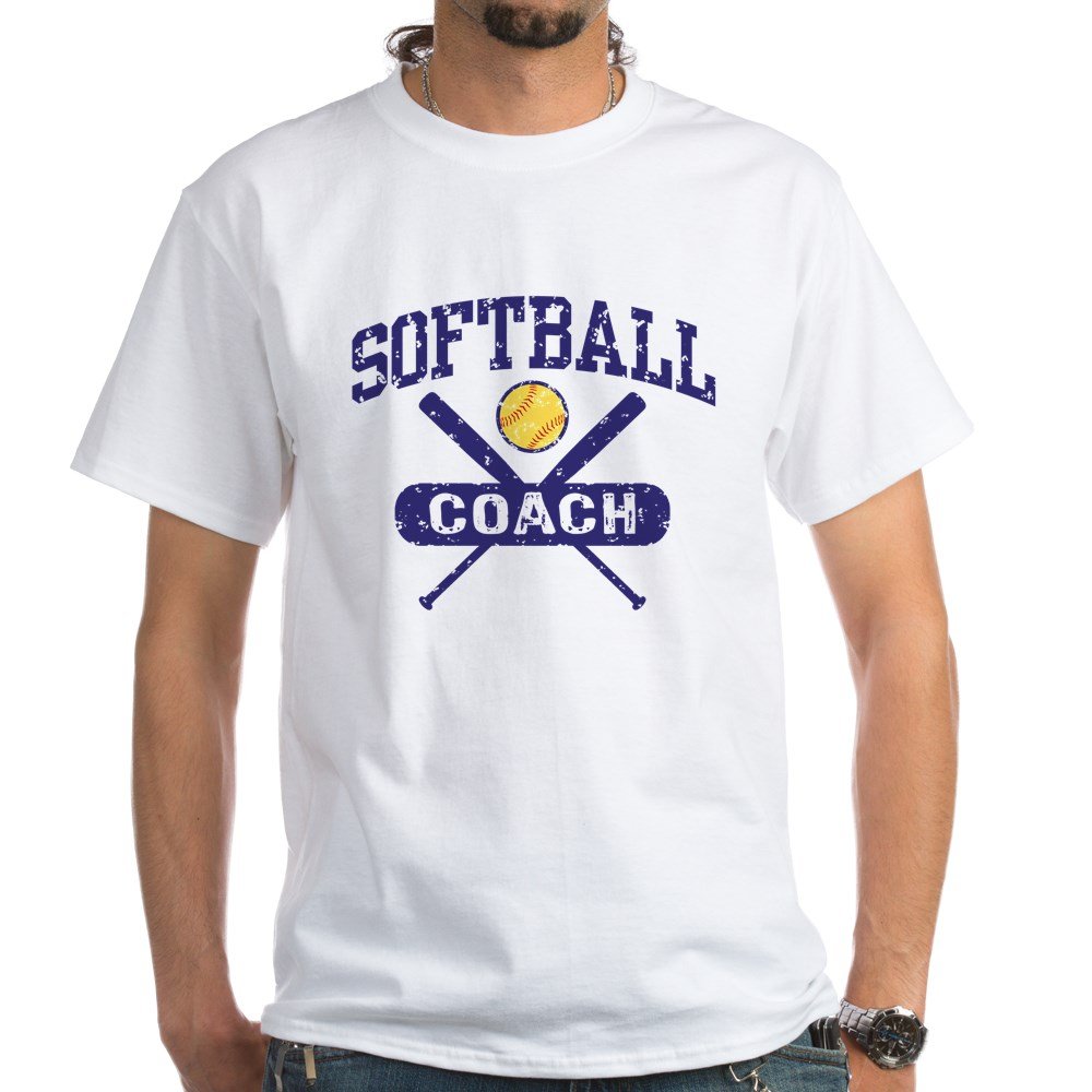 Softball Coach White Cotton T-Shirt for Women & Men - Comfortable Breathable Tee for Baseball Coaching, Training & Casual Wear