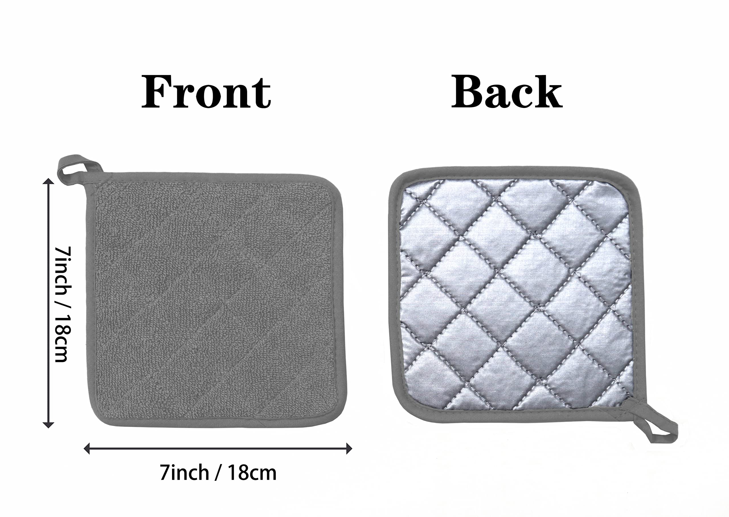 Heat Resistant Cotton Terry Oven Pot Holder Set of 3 - 7
