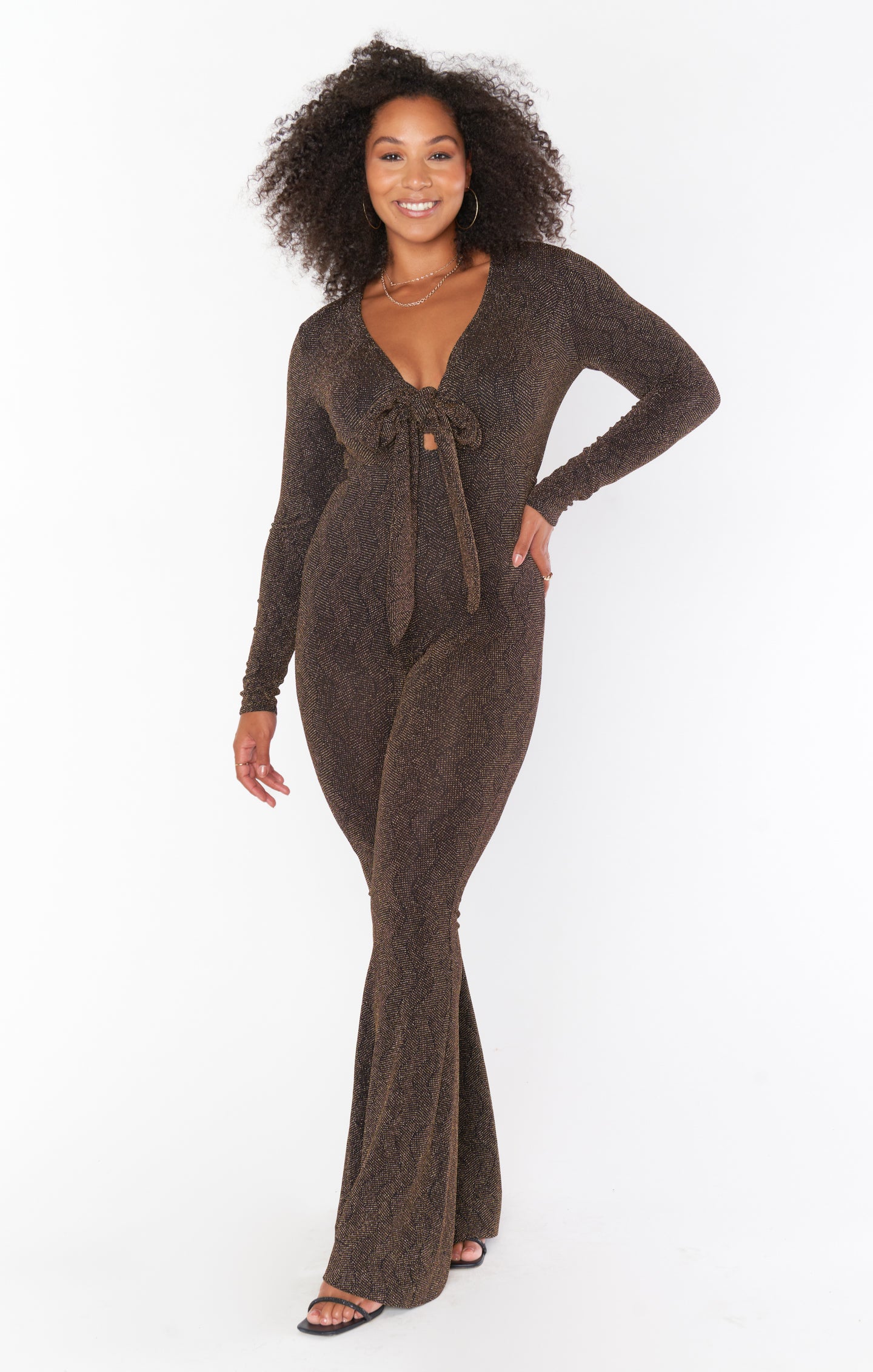 Martina Wrap Jumpsuit - Squiggle Sparkle Knit Women's Romper | Elegant Party Outfit for Evening Events, Date Night & Special Occasions