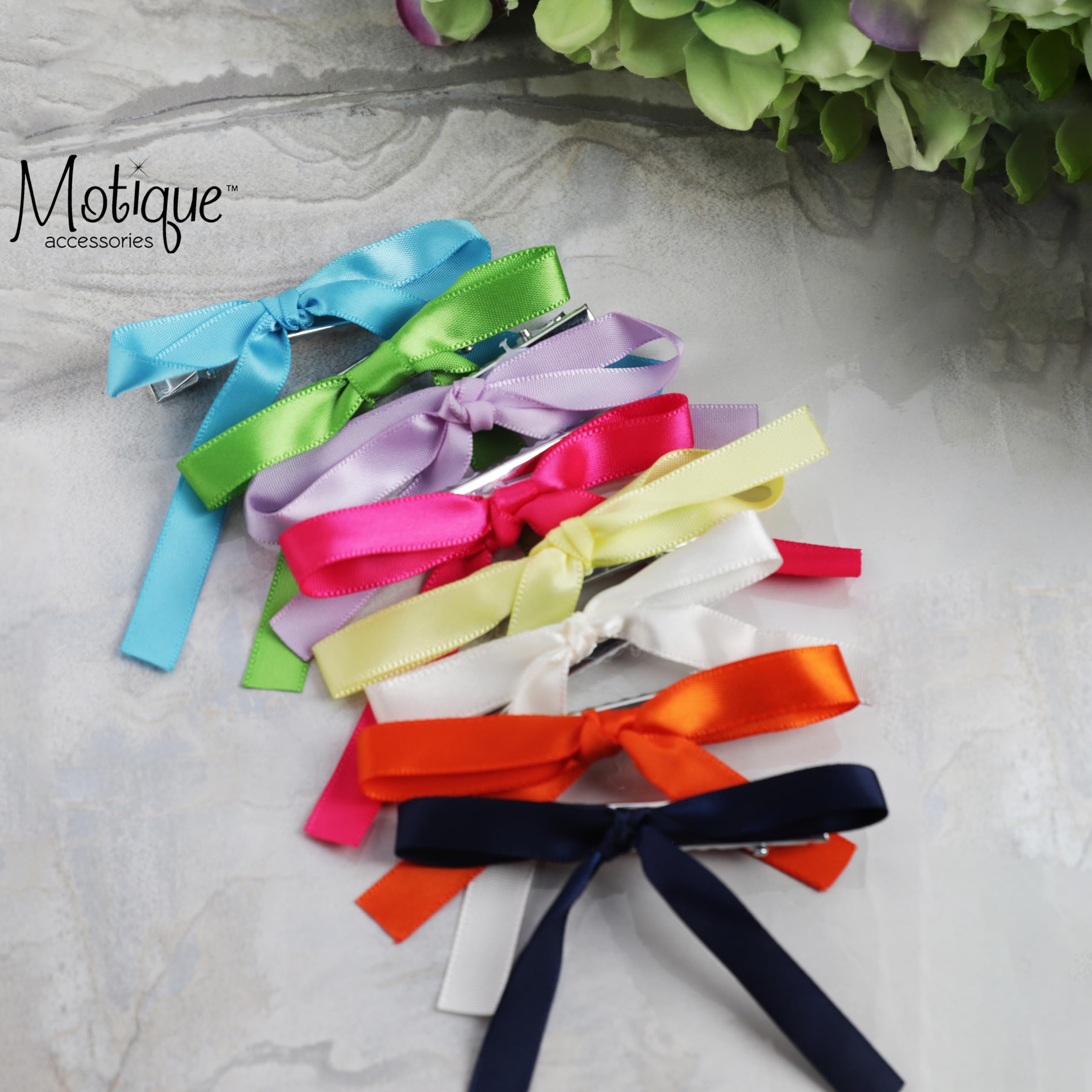 Light Yellow Satin Hair Bows Set of 3 - 1 Long Tail Hair Clip & 2 Short Tail Bows for Women, Perfect for Weddings, Parties, and Everyday Elegance