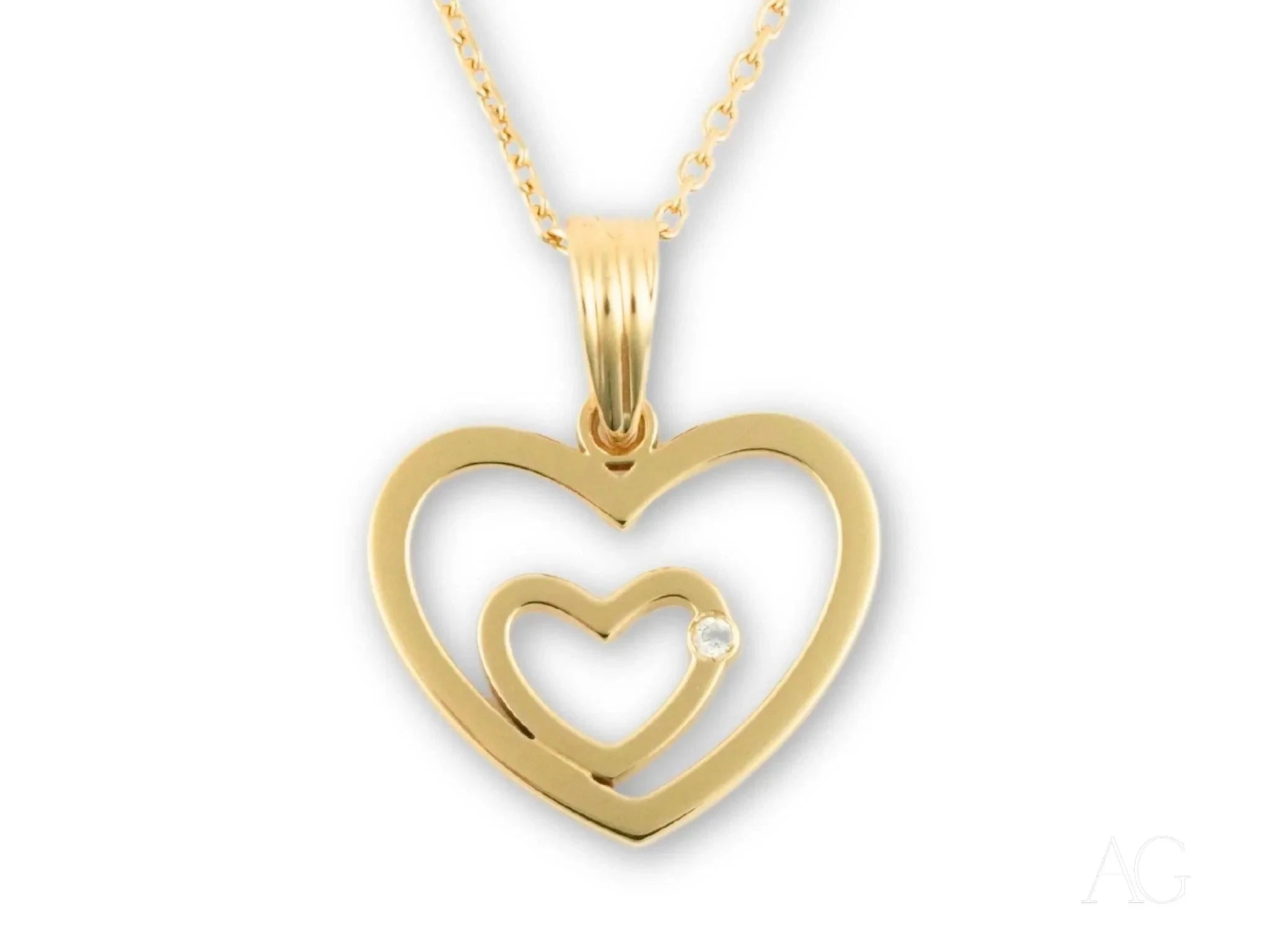 Diamond Heart Pendant Necklace - 14K Gold Plated Romantic Jewelry Gift for Women | Valentine's Day, Anniversary & Special Occasions