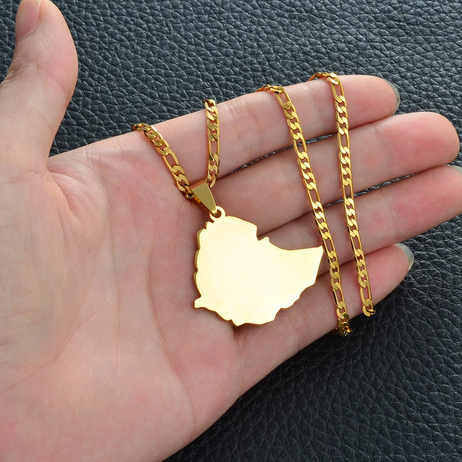 Ethiopia Map Pendant Necklace - Gold African Ethnic Charm Necklace for Women & Men, Thin Chain Patriotic Jewelry | Perfect for Hip Hop Fashion, Trendy Parties & Unique Gift Giving