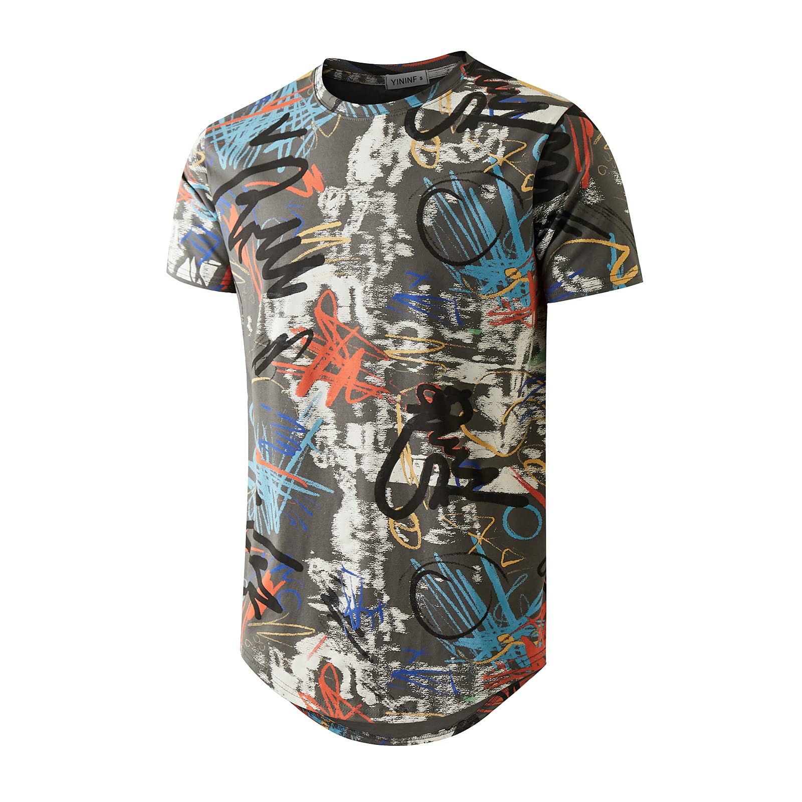 YININF Men's Hipster Hip Hop Graphic Short Sleeve T-Shirt - Casual Streetwear for Urban Fashion & Music Lovers