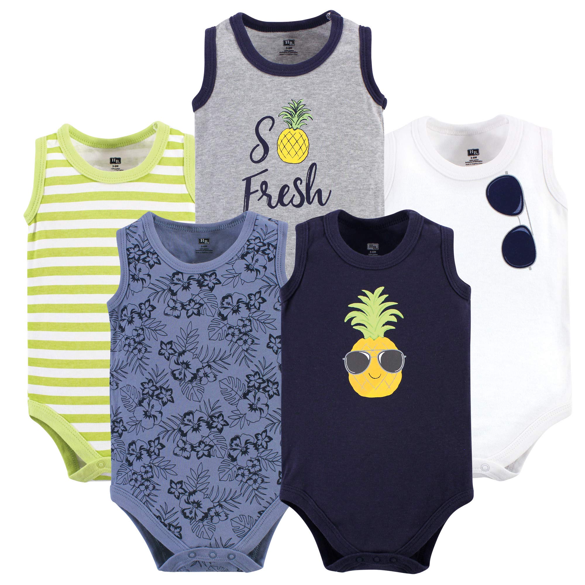 Hudson Baby Unisex Cotton Sleeveless Bodysuits for Newborns & Infants - Soft Breathable Onesies for Summer, Playtime & Everyday Wear