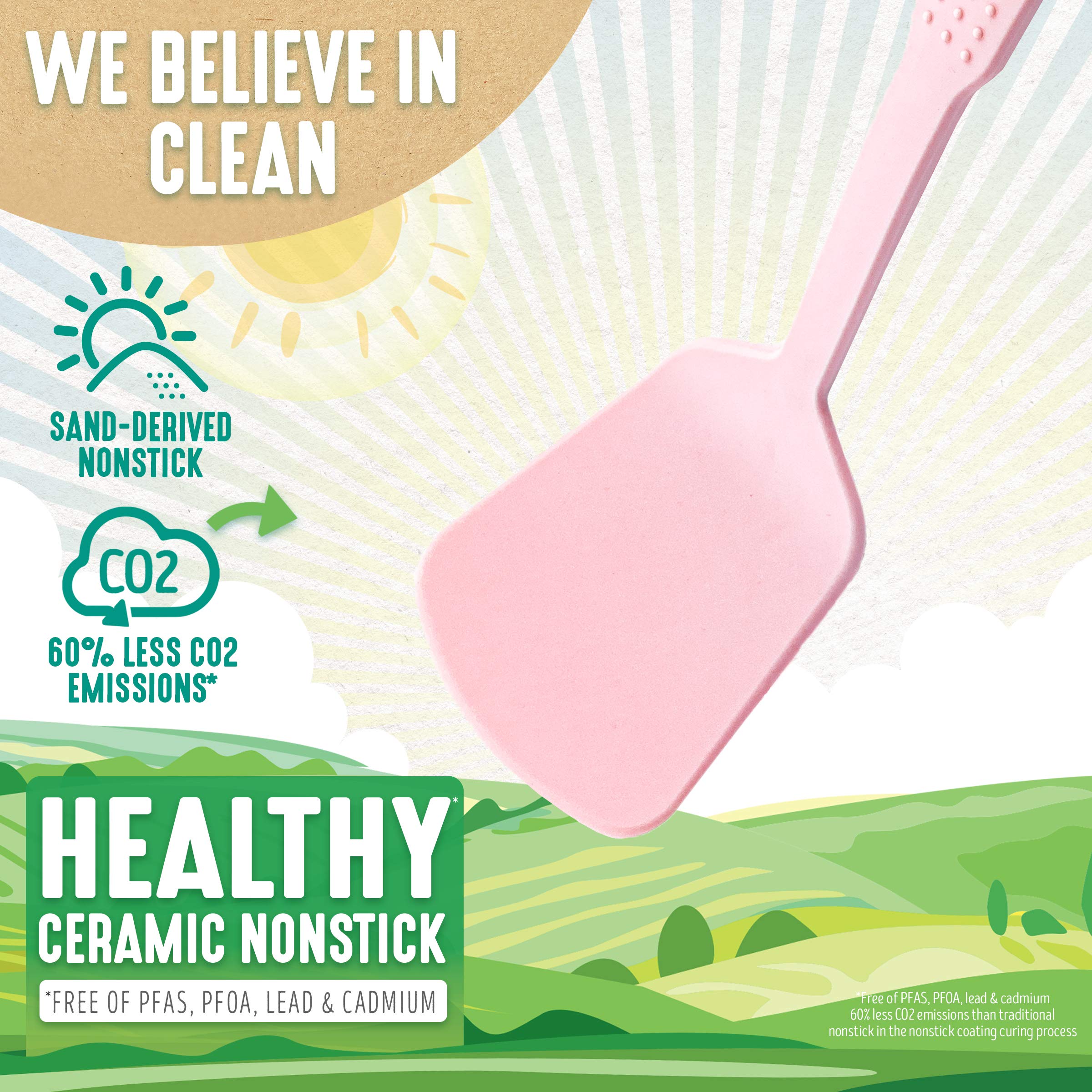 GreenLife 7-Piece Nonstick Cooking Utensil Set - BPA-Free Nylon Spatulas, Turner, Spoons & Tongs - Heat Resistant Kitchen Tools for Baking, Frying & Sauteing - Pink Kitchen Accessories for Home Chefs