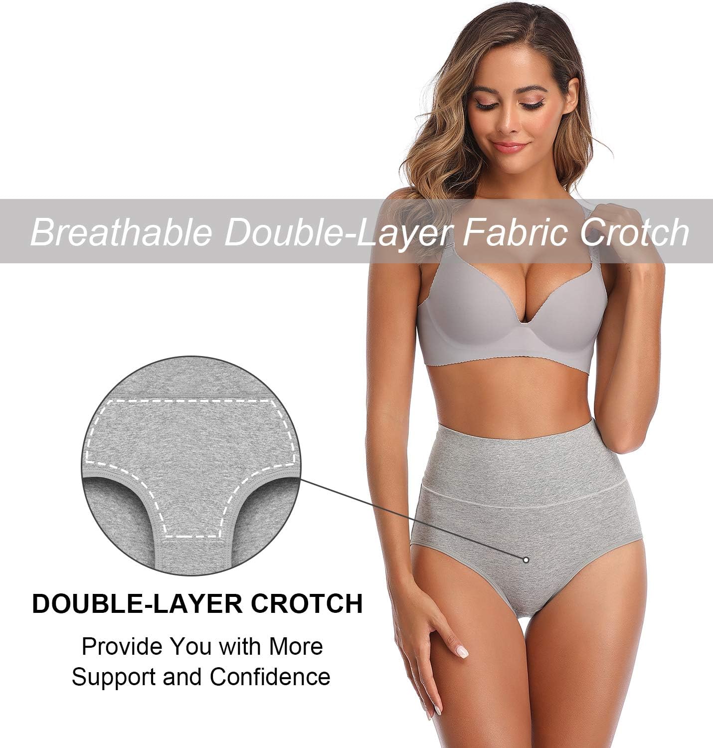 Women's High Waist Cotton Underwear - Stretch Soft Comfortable Briefs - 5 Pack Multipack Ladies Panties for Everyday Wear & Yoga