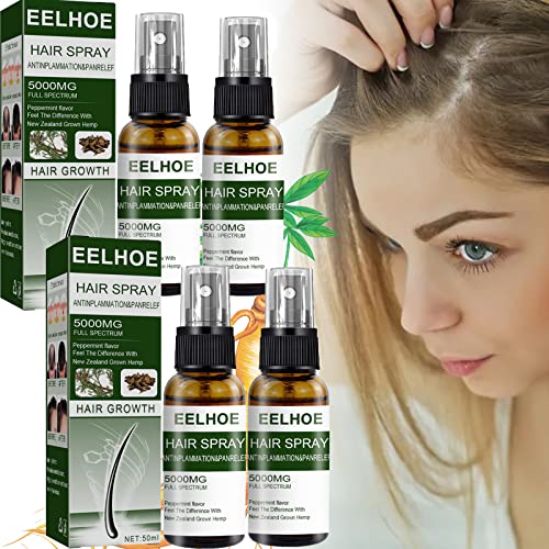 **Peppermint Hair Growth Spray for Men & Women – Natural Herbal Hair Regrowth Treatment, Thinning Hair Serum, Hair Loss Solution (4PCS) – Stimulates Follicles for Thicker, Fuller Hair at Home or On-the-Go**