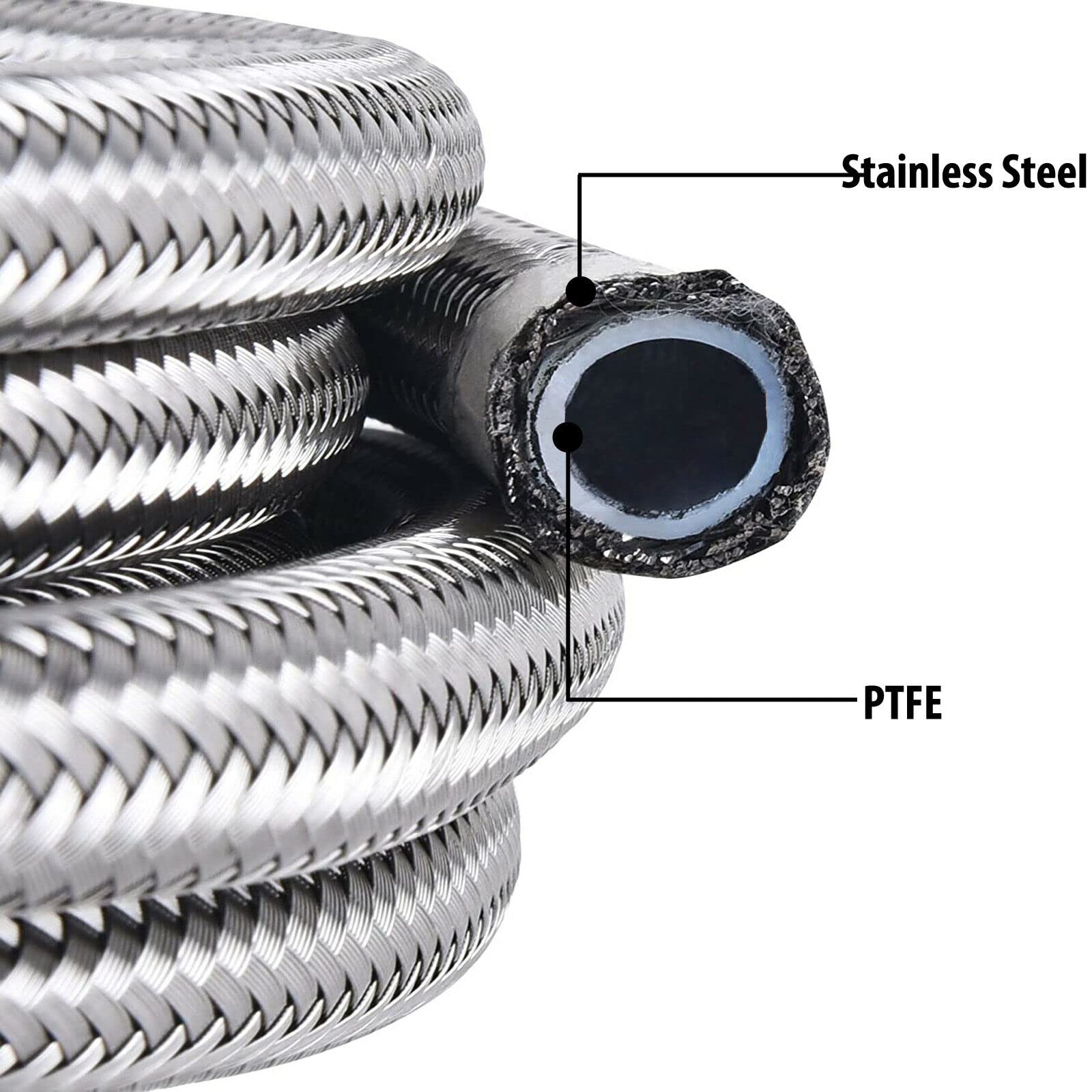 10AN 20FT Fuel Line Hose Kit - E85 Compatible Nylon Braided Fuel Hose with 10PCS Swivel Fitting Adapters (Silver) - Perfect for Automotive Fuel Systems, Racing, Marine & Off-Road Applications