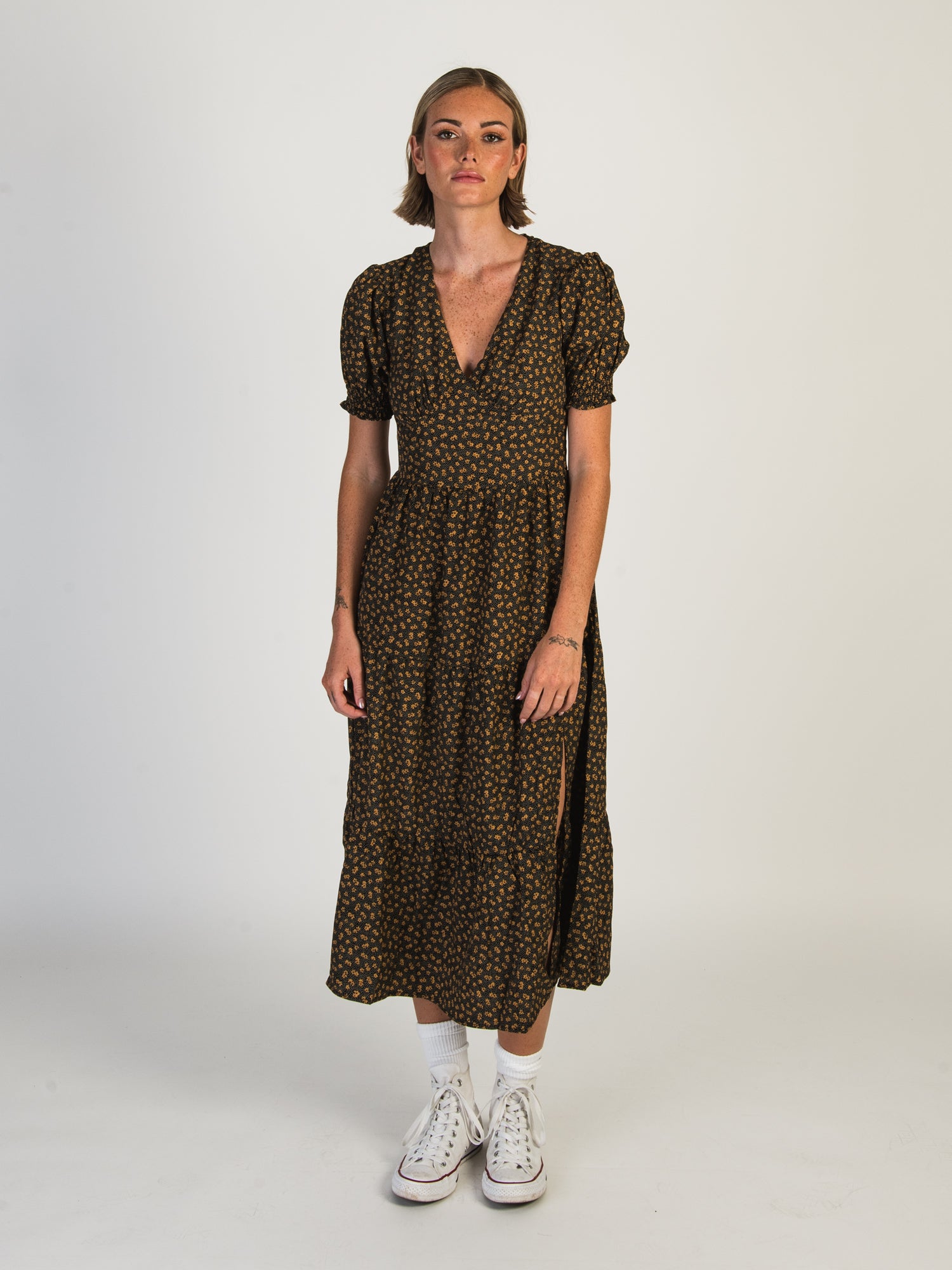 DAISY STREET LTD Floral Print Tiered Midi Dress for Women | Summer Boho Chic Dress for Beach, Party & Casual Wear