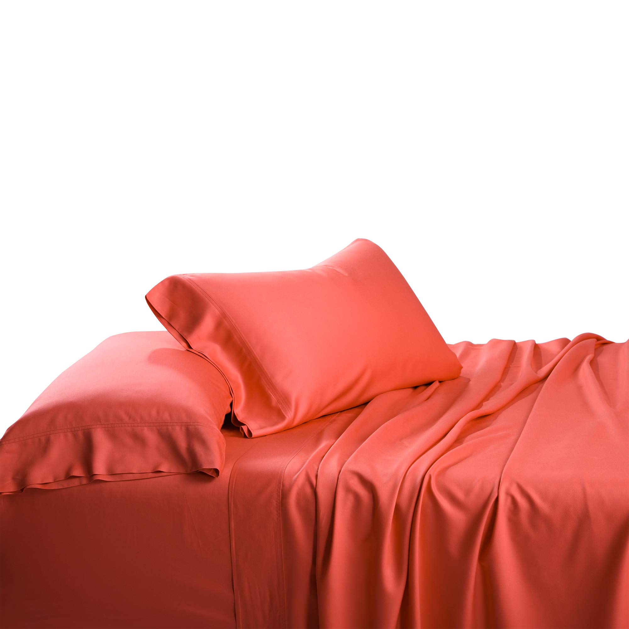 Royal Tradition Bamboo-Cotton Blend Sheet Set - California King Size, Coral Solid - Ultra Soft & Breathable Deep Pocket Bed Sheets for Luxury Hotels & Master Bedrooms
