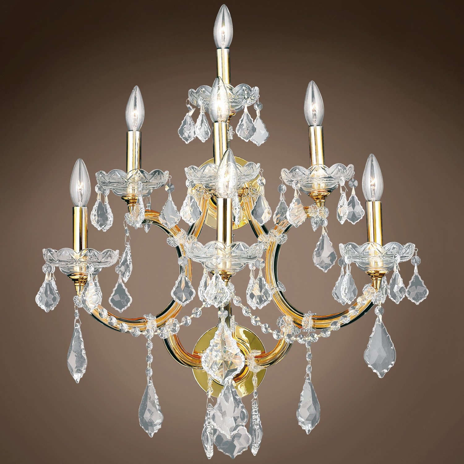 Maria Theresa 7-Light Gold Wall Sconce with Crystals - Elegant Home Lighting