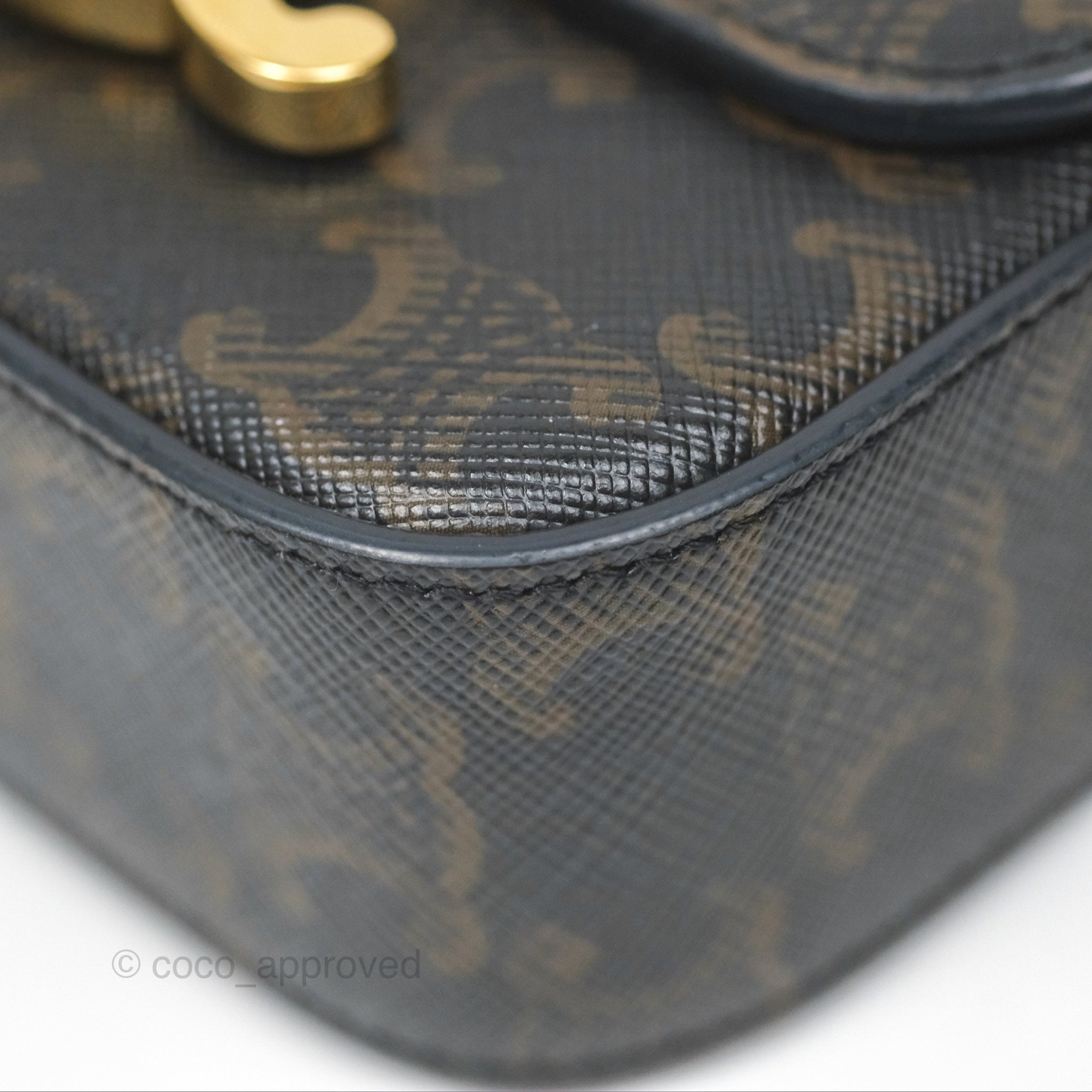 Celine Mini Triomphe Bag in Tan Canvas & Calfskin Leather - Perfect for Everyday Use, Work & Travel