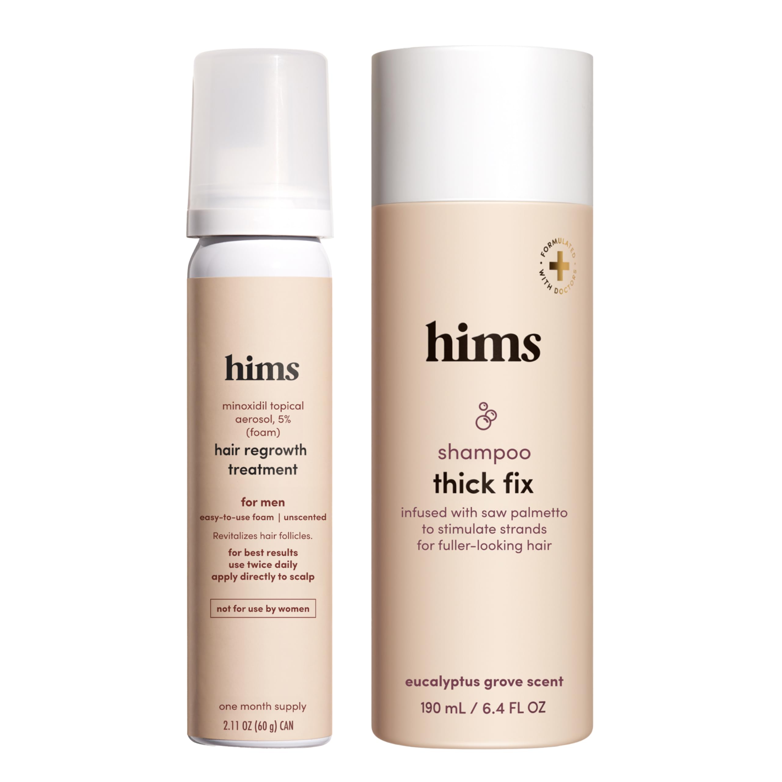 Hims Thick Fix Set - Hair Thickening Shampoo & 5% Minoxidil Foam for Men's Hair Growth & Thinning Hair Treatment - Moisturizing, Color Safe, Sulfate Free - 2 Count - Perfect for Daily Use & Hair Regimen