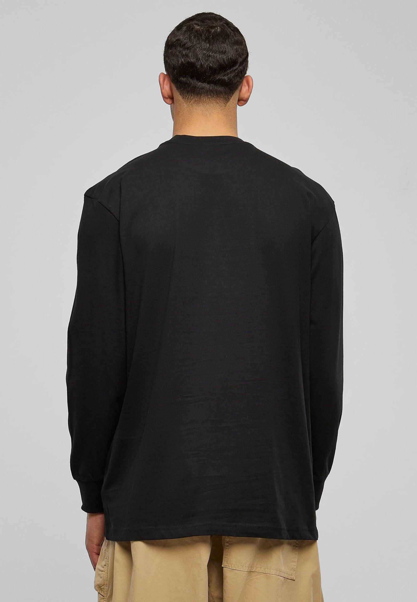 XXL Black Long Sleeve Tall Tee for Men - Comfortable Oversized Fit for Casual Wear, Street Style & Layering