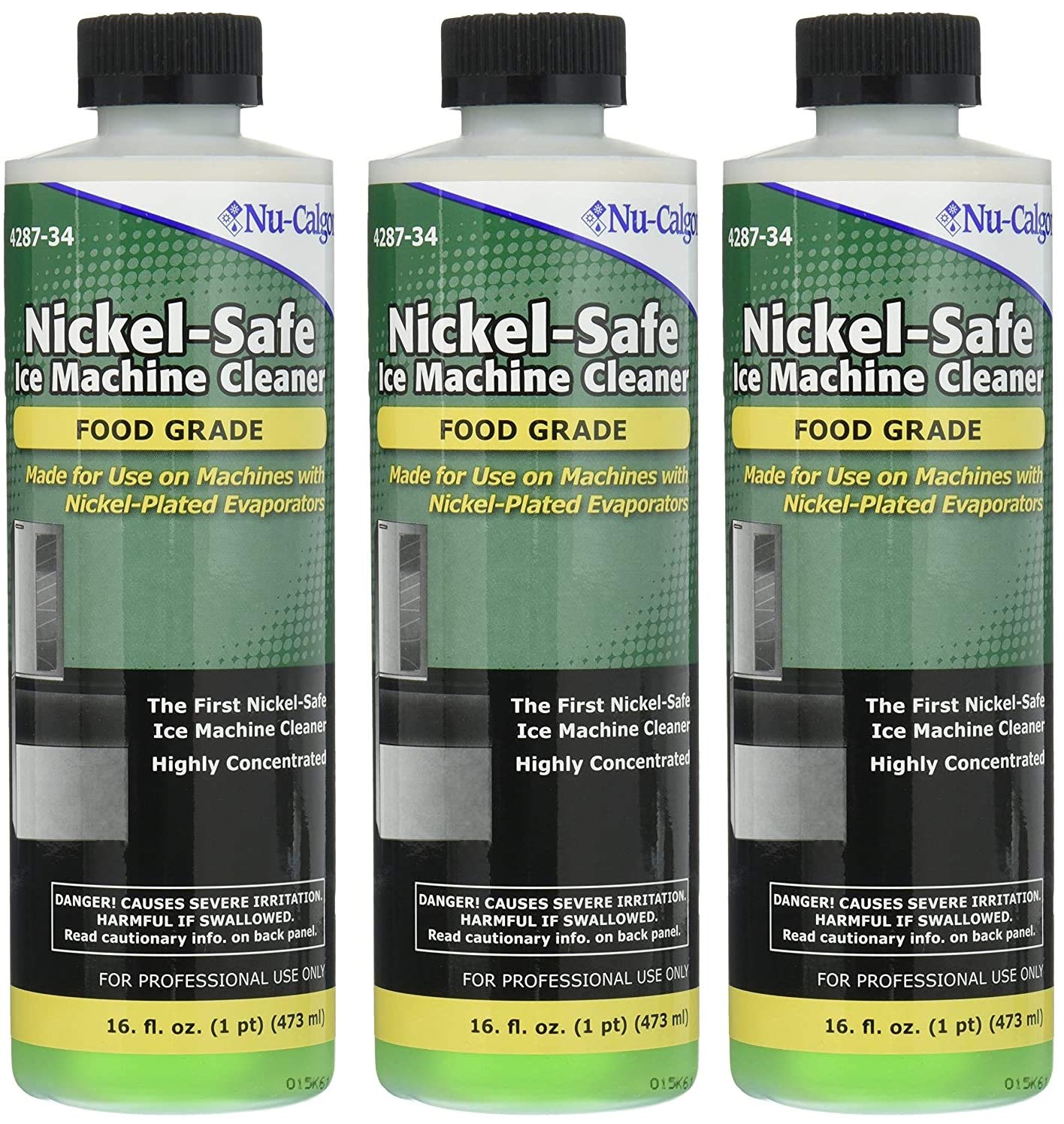 Nu-Calgon 428734 Ice Machine Cleaner 16 oz (3 Pack) - Professional Commercial & Home Use for Refrigerators, Freezers & Ice Makers