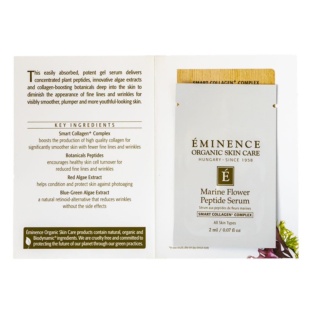Eminence Organics Marine Flower Peptide Serum - Anti-Aging Face Serum with Natural Ingredients for Hydration & Wrinkle Reduction - Perfect for Daily Skincare Routine & Nighttime Use
