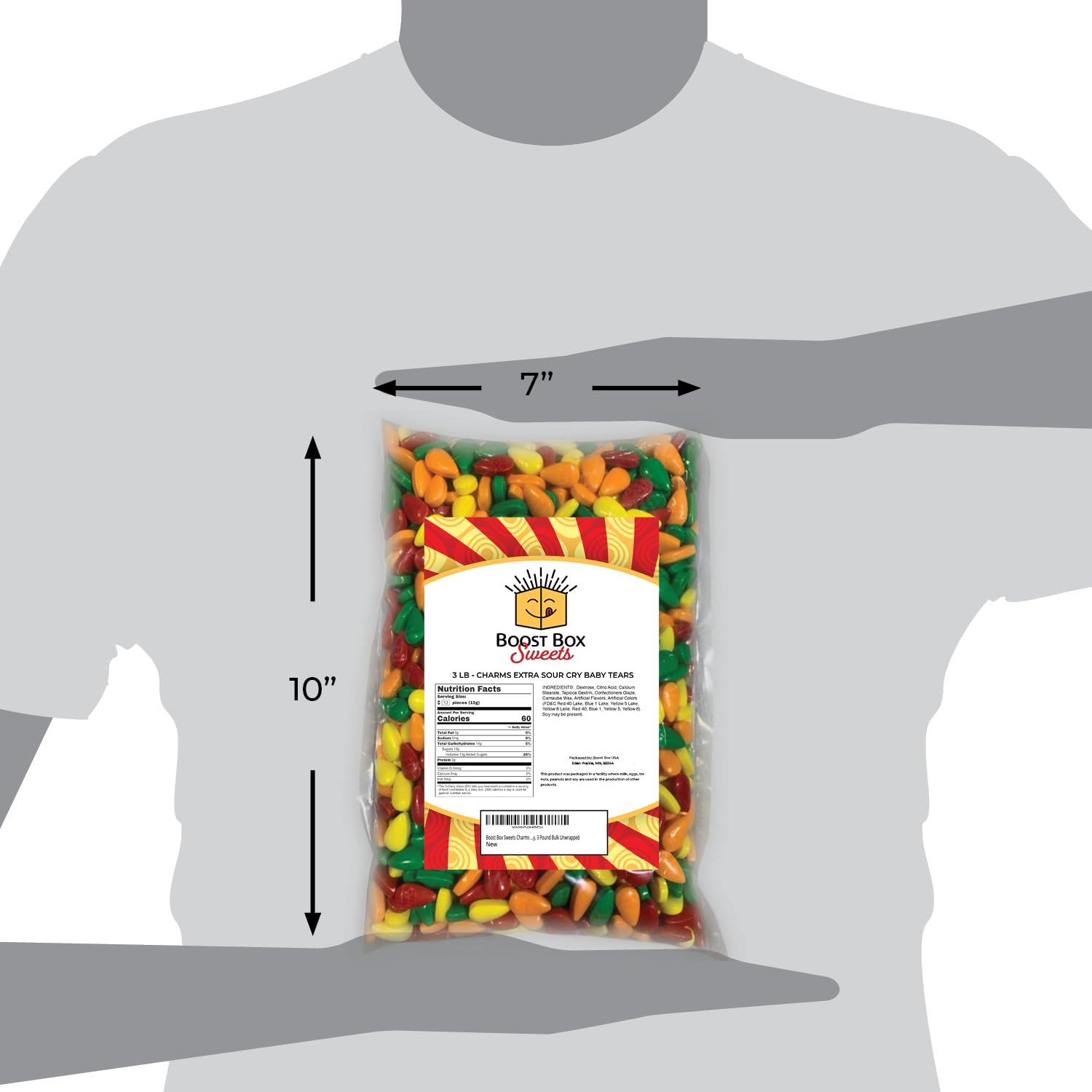 Extra Sour Cry Baby Tears Fruit Flavored Candy - Bulk 3lb Unwrapped Hard Candy for Parties, Halloween Treats & Movie Nights - Tangy Assorted Fruit Flavors