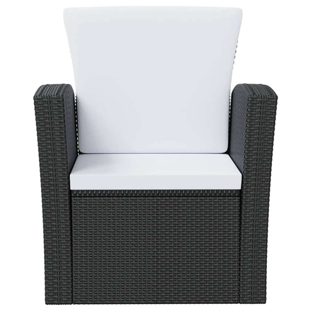 4-Piece Outdoor Patio Lounge Set with Waterproof Cushions & Glass Table - Black & Cream Rattan Furniture for Garden, Poolside, or Backyard Relaxation | Durable Powder-Coated Steel Frame & Poly Rattan Construction