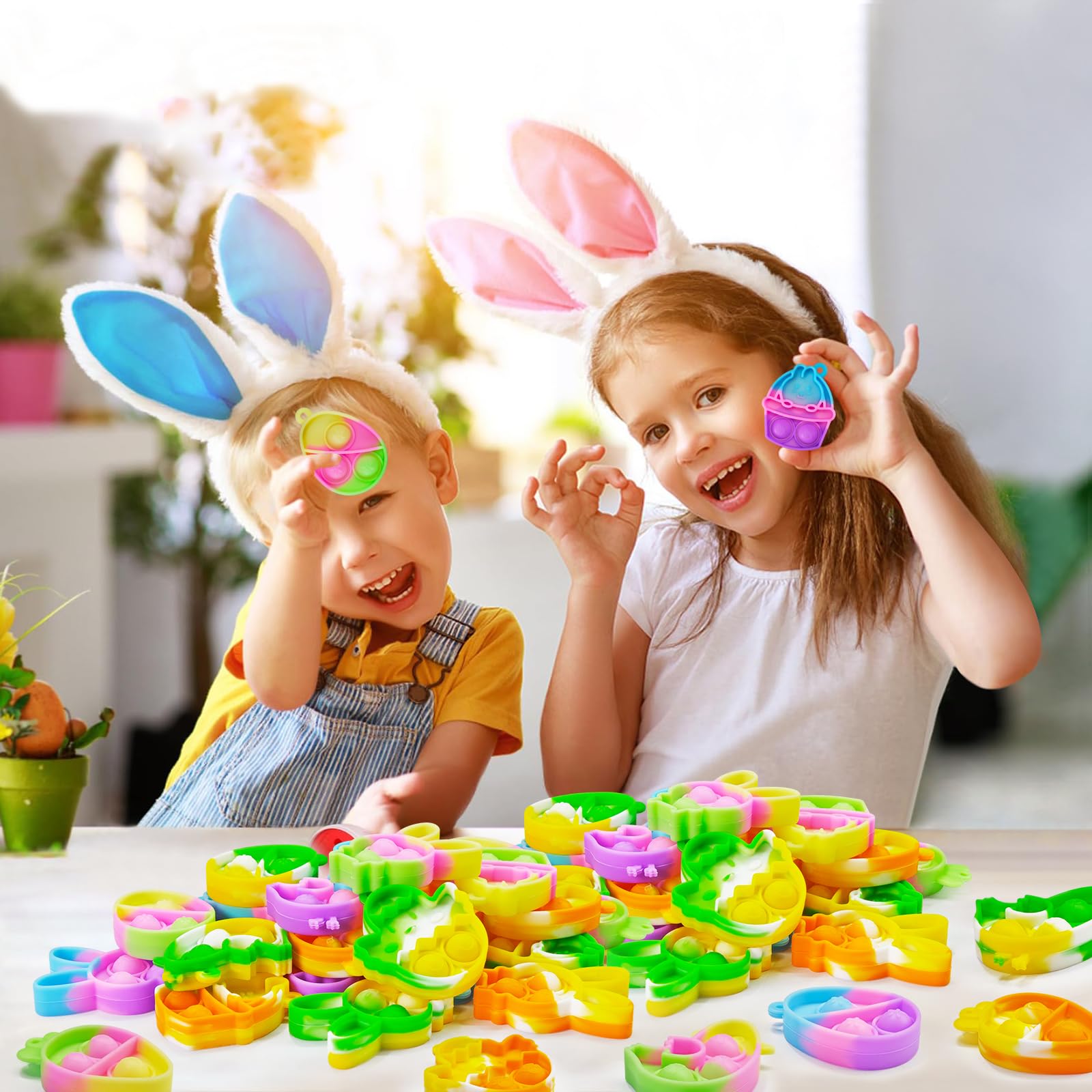 24-Piece Easter Pop Purse Fidget Toy Pack with Keychains - Stress Relief Sensory Toys for Kids & Adults - Perfect for Party Favors, Goodie Bags, Easter Basket Stuffers, Classroom Rewards and Anxiety Relief