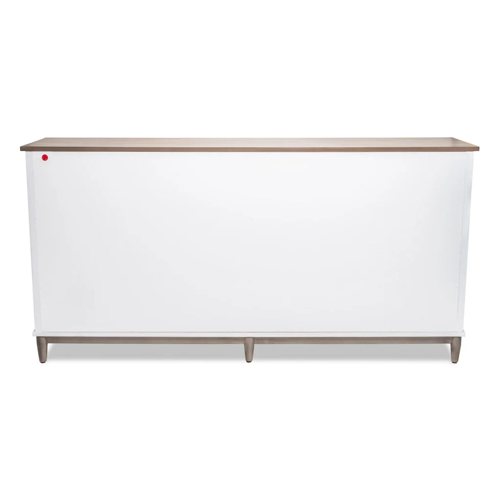 Handmade Indian Solid Mango Wood Sideboard - Ethereal Whites Carved Furniture for Dining Room & Living Room Storage