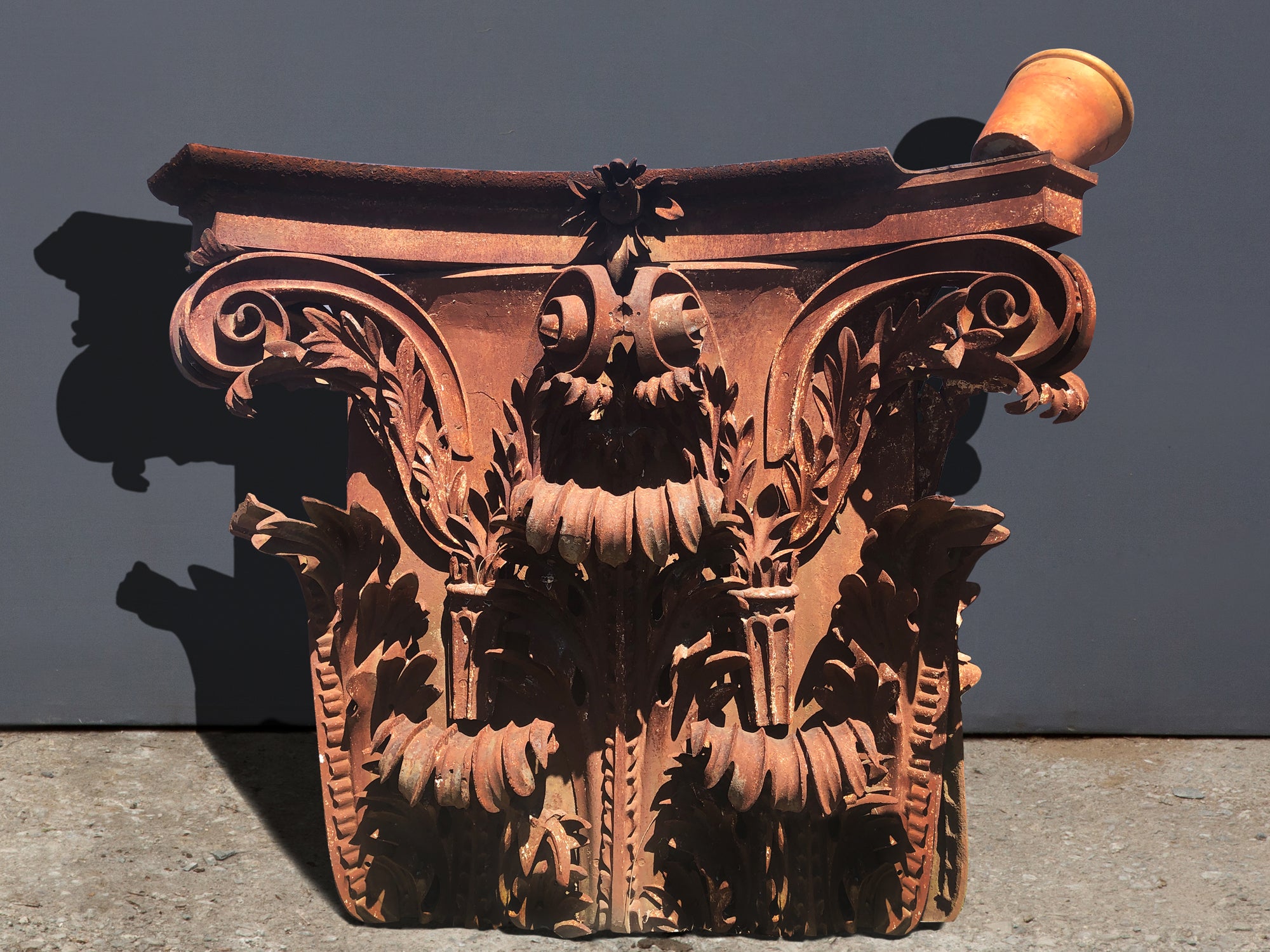19th Century Monumental Iron Pilaster Capital from Washington D.C. - Antique Architectural Element for Home Decor & Historical Restoration Projects