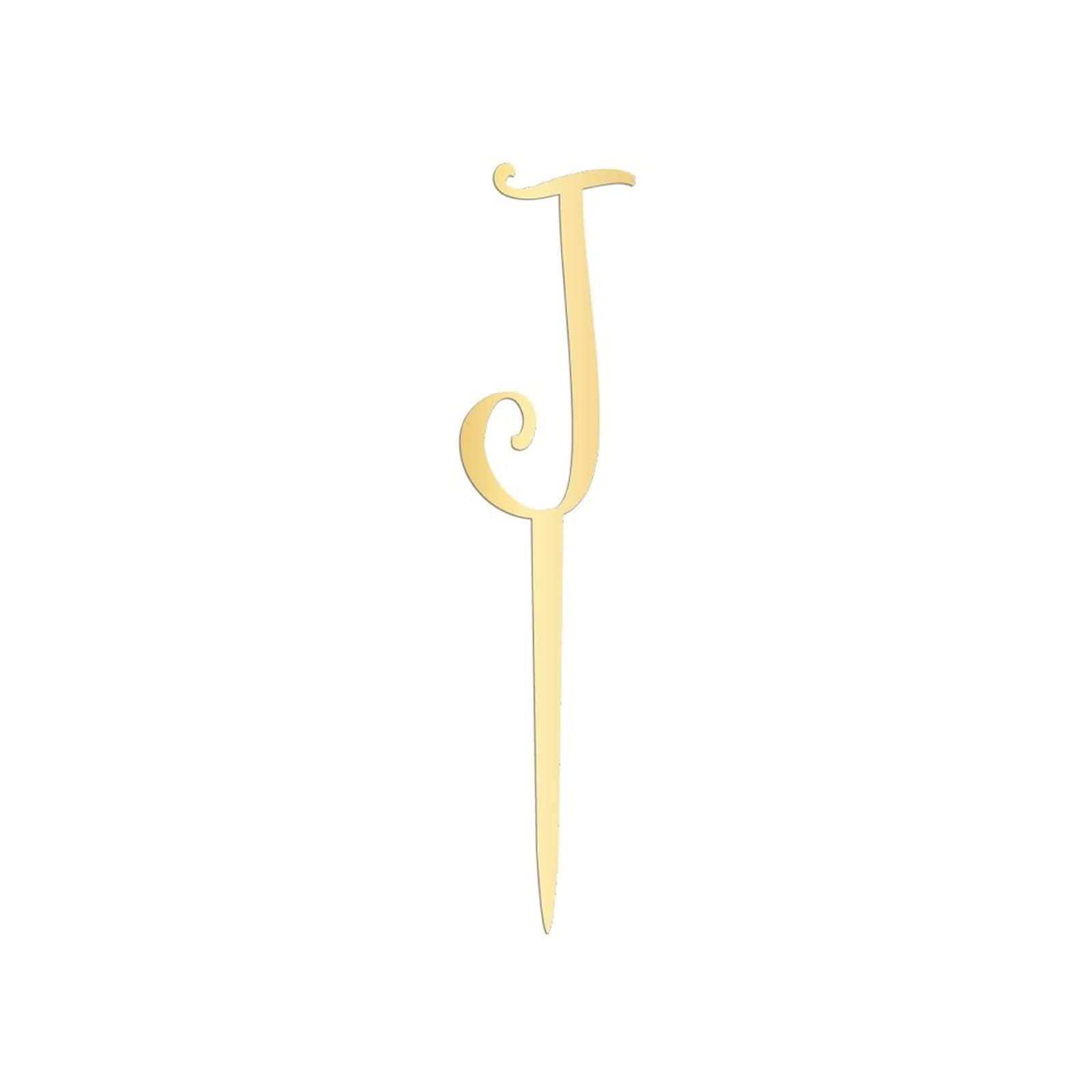 Gold Glitter Letter J Cake Topper - Personalized Acrylic Initial Cake Decor for Birthday Parties & Rustic Weddings - Perfect for Anniversary, Baby Shower, and Special Event Cake Decorations