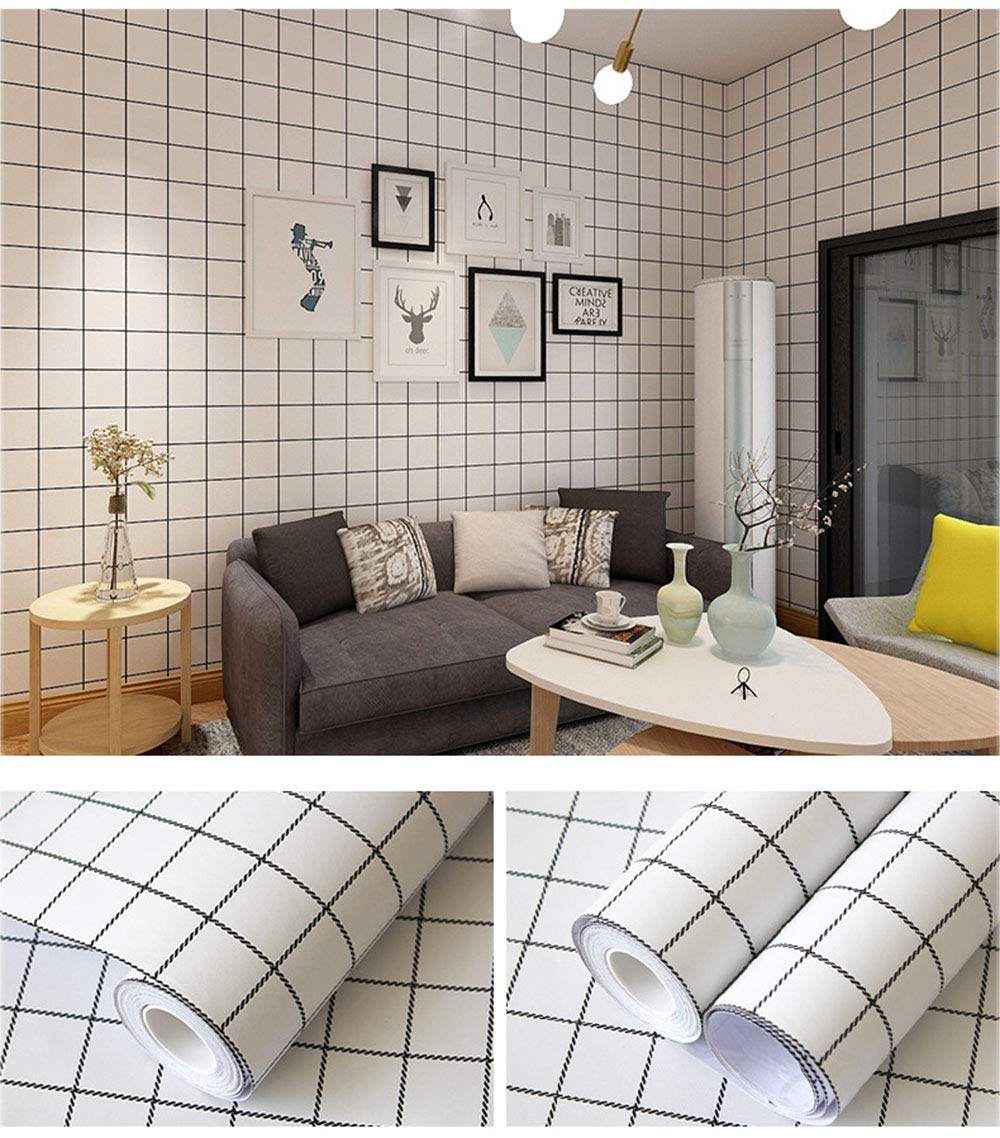 Self-Adhesive Vinyl Plaid Shelf & Drawer Liner - Peel and Stick Contact Paper for Kitchen Backsplash, Wall Decor, Dresser & Crafts - Decorative Decal (17.7