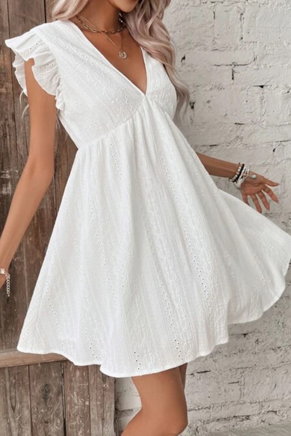 Elegant Ruffled Cap Sleeve Mini Summer Dress for Women - Flowy Beach Dress for Vacation, Date Night & Outdoor Parties
