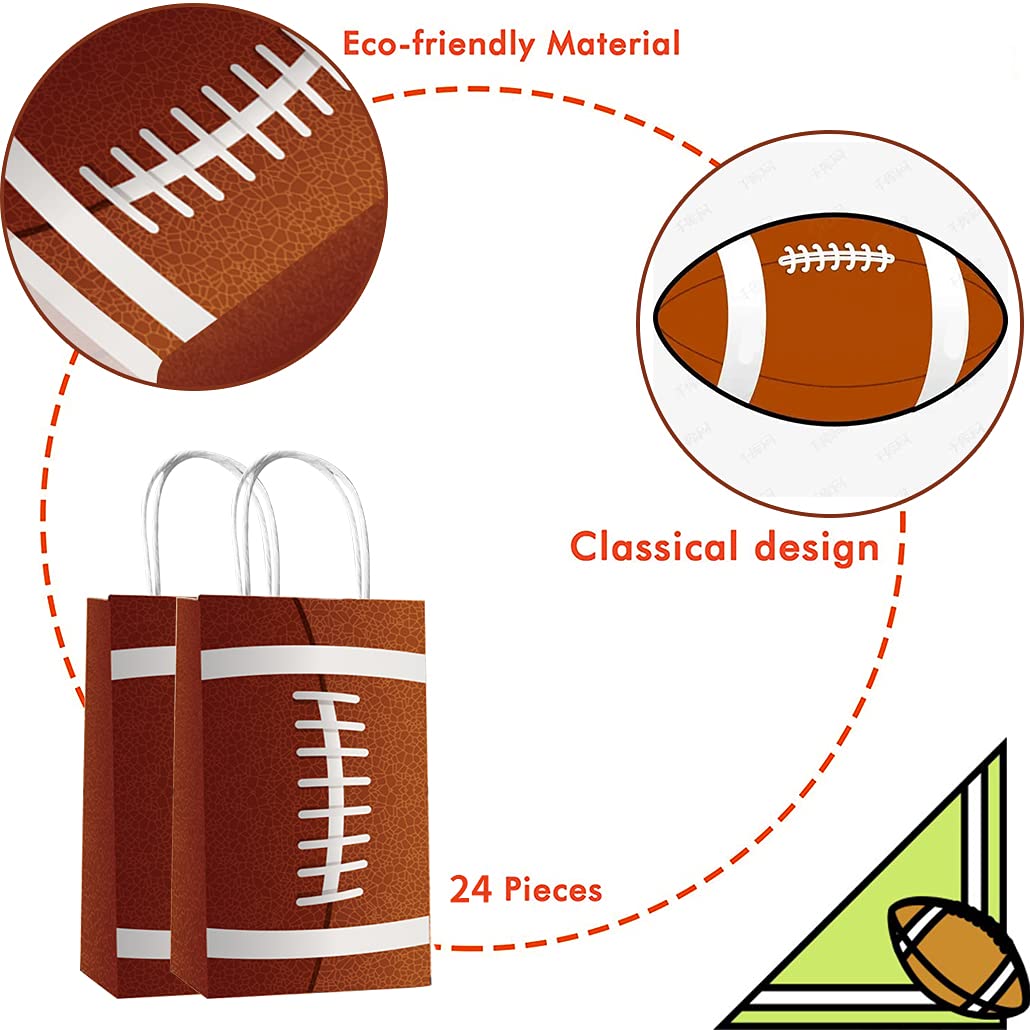 24 Pack Football Candy Favor Bags - Football Themed Party Supplies for Kids Birthday, Sports Celebration & Game Day Treats - Perfect for Goodie Bags, Party Decorations & Football Theme Events