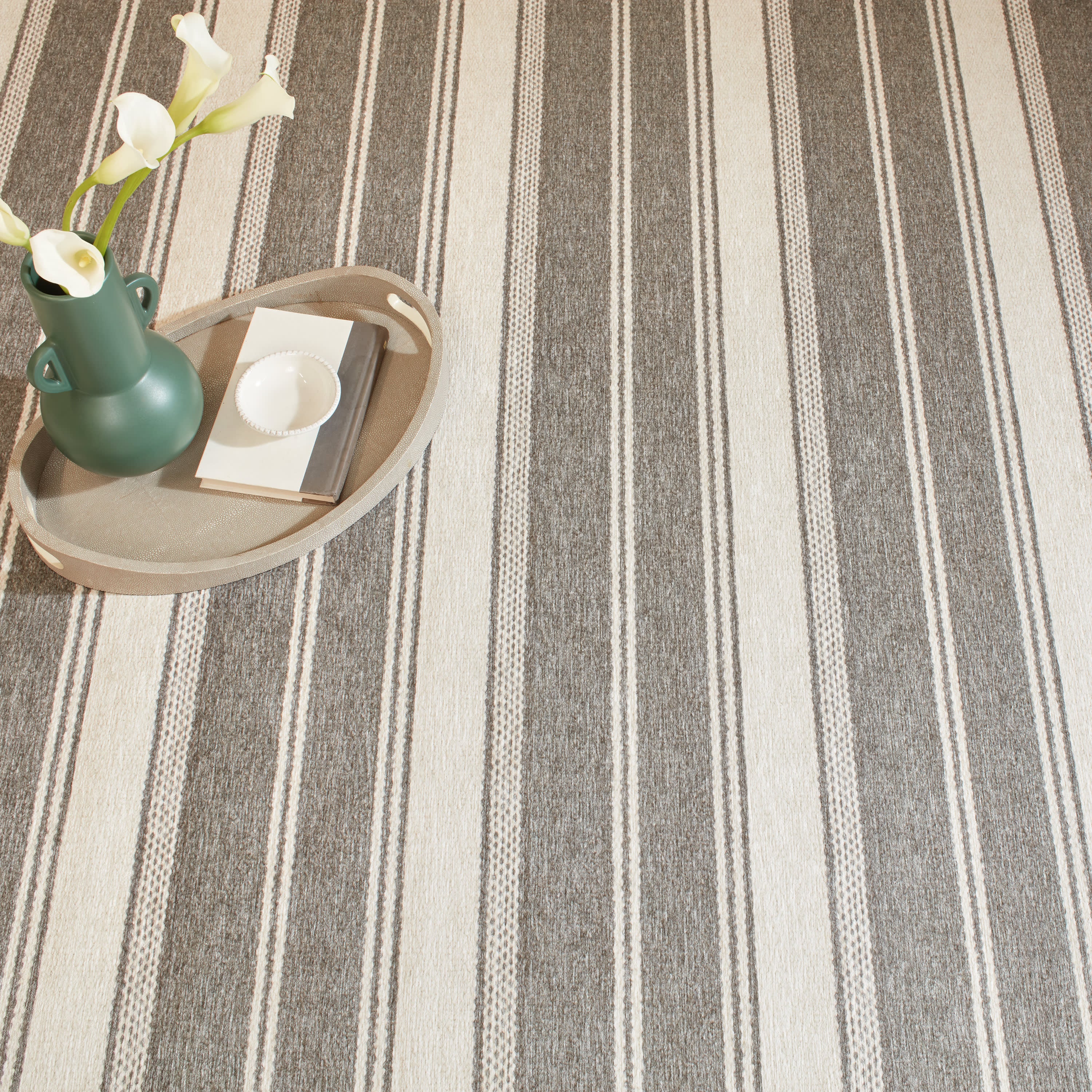 Bowman Stripe Machine Washable Rug - Soft & Durable Grey Area Rug for Living Room, Bedroom, Office | Easy to Clean & Stain Resistant | Perfect for High Traffic Areas & Pet Owners
