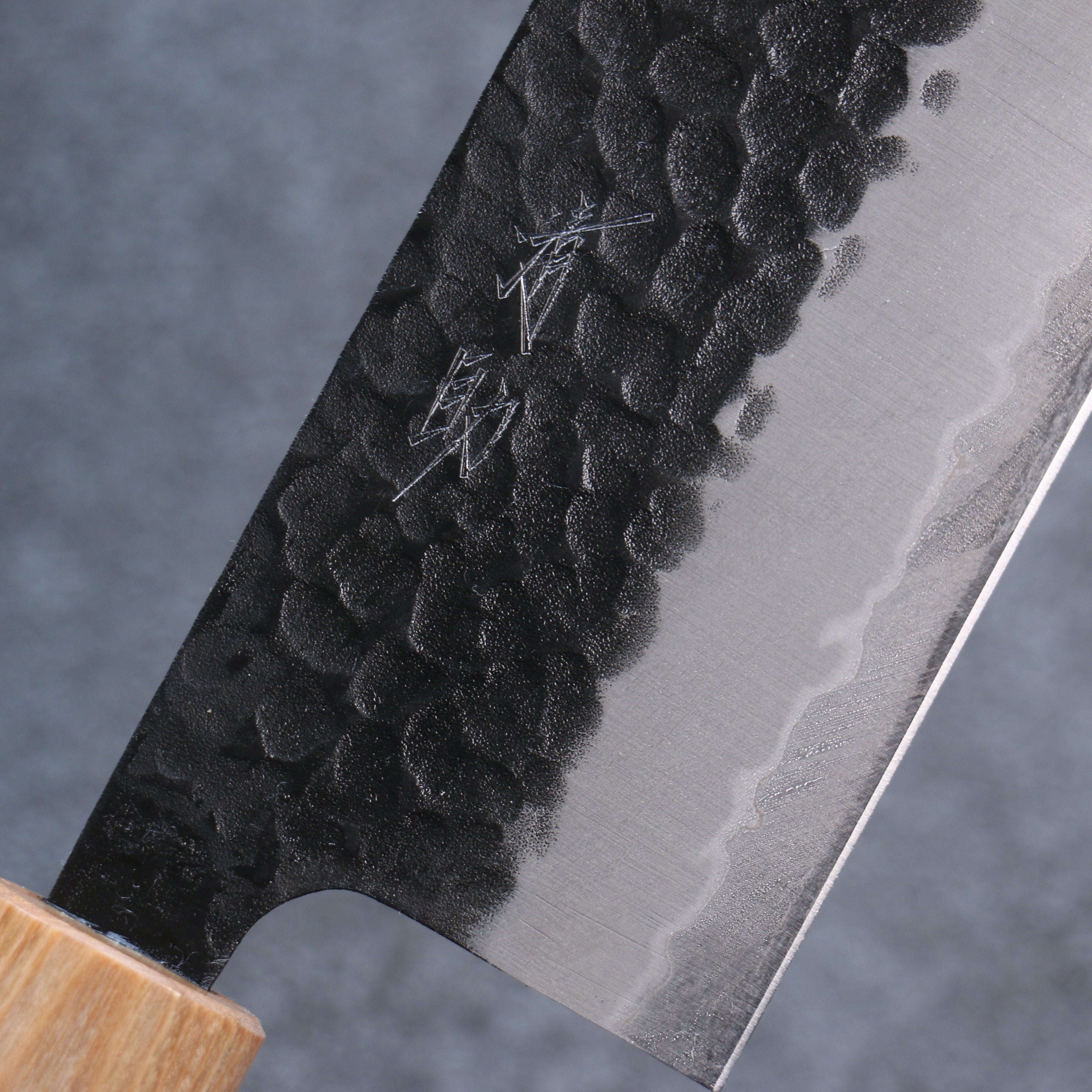 Premium Seisuke Shitan Blue Super Hammered Kurouchi Nakiri Knife 165mm - Japanese High Carbon Steel Kitchen Knife with Ebony Handle - Perfect for Slicing Vegetables, Herbs & Sushi Preparation