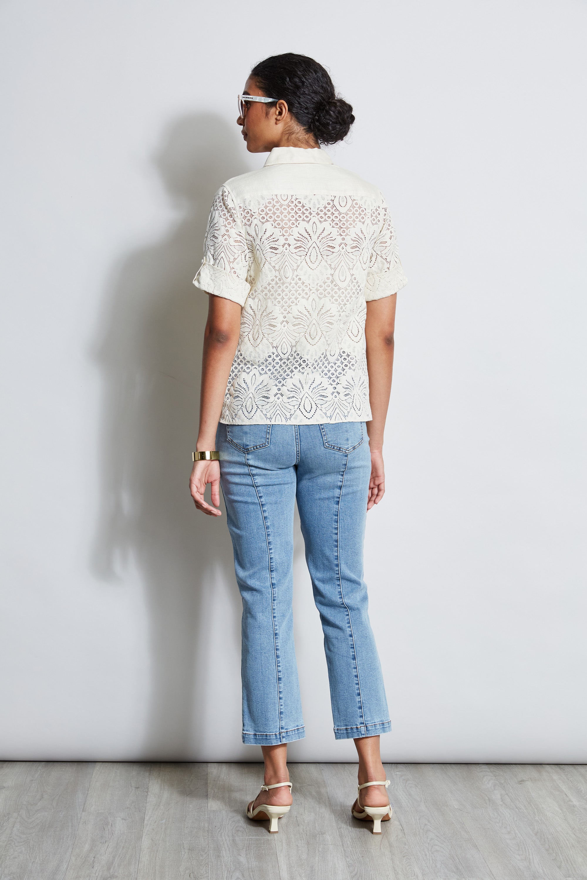Women's Stylish Short Sleeve Lace Utility Shirt - Casual Summer Top for Outdoors, Work & Everyday Wear