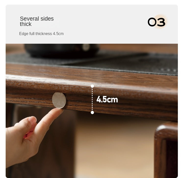 Solid Oak & Black Walnut Retractable Modern Coffee Table - Expandable Dining Table for Small Spaces, Perfect for Living Room, Studio Apartments & Office Use