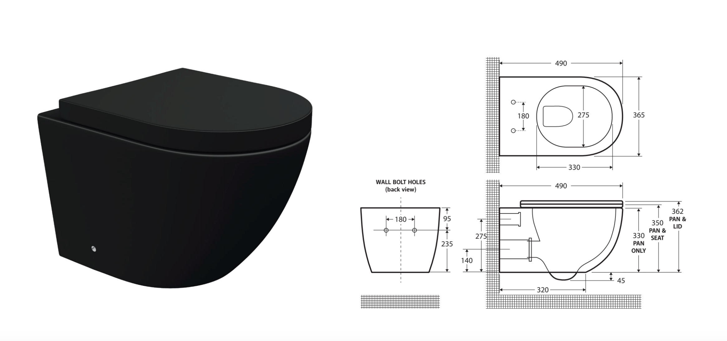Fienza Modern Wall-Hung Toilet Set - Koko Gloss White Ceramic Pan with Sigma 8 In-Wall Cistern Frame & Matte Black Sigma 30 Flush Plate | Space-Saving Bathroom Solution for Contemporary Homes & Commercial Spaces