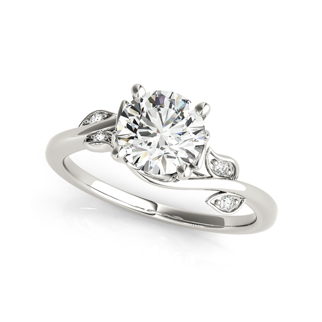 Elegant Solitaire Diamond Engagement Ring with Leaf Design (0.58 CTW) - Perfect for Proposals, Anniversaries & Romantic Occasions