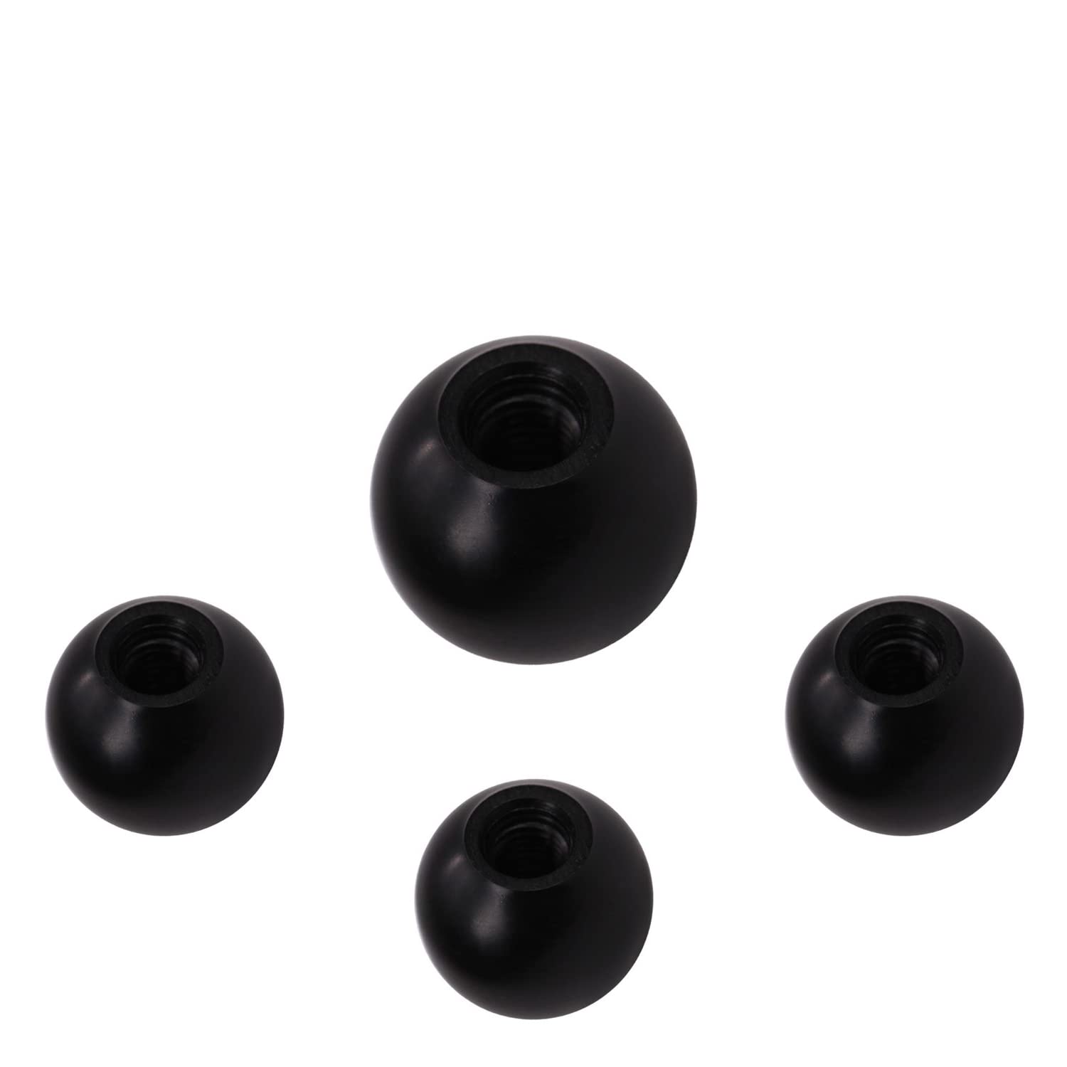 4Pcs Black Bakelite Ball Knobs with M5 Female Thread - 16mm Diameter Smooth Spherical Handles for Lawn Mowers & Exercise Equipment - No Twist Design, Durable Thermoset Construction for Easy Grip and Control