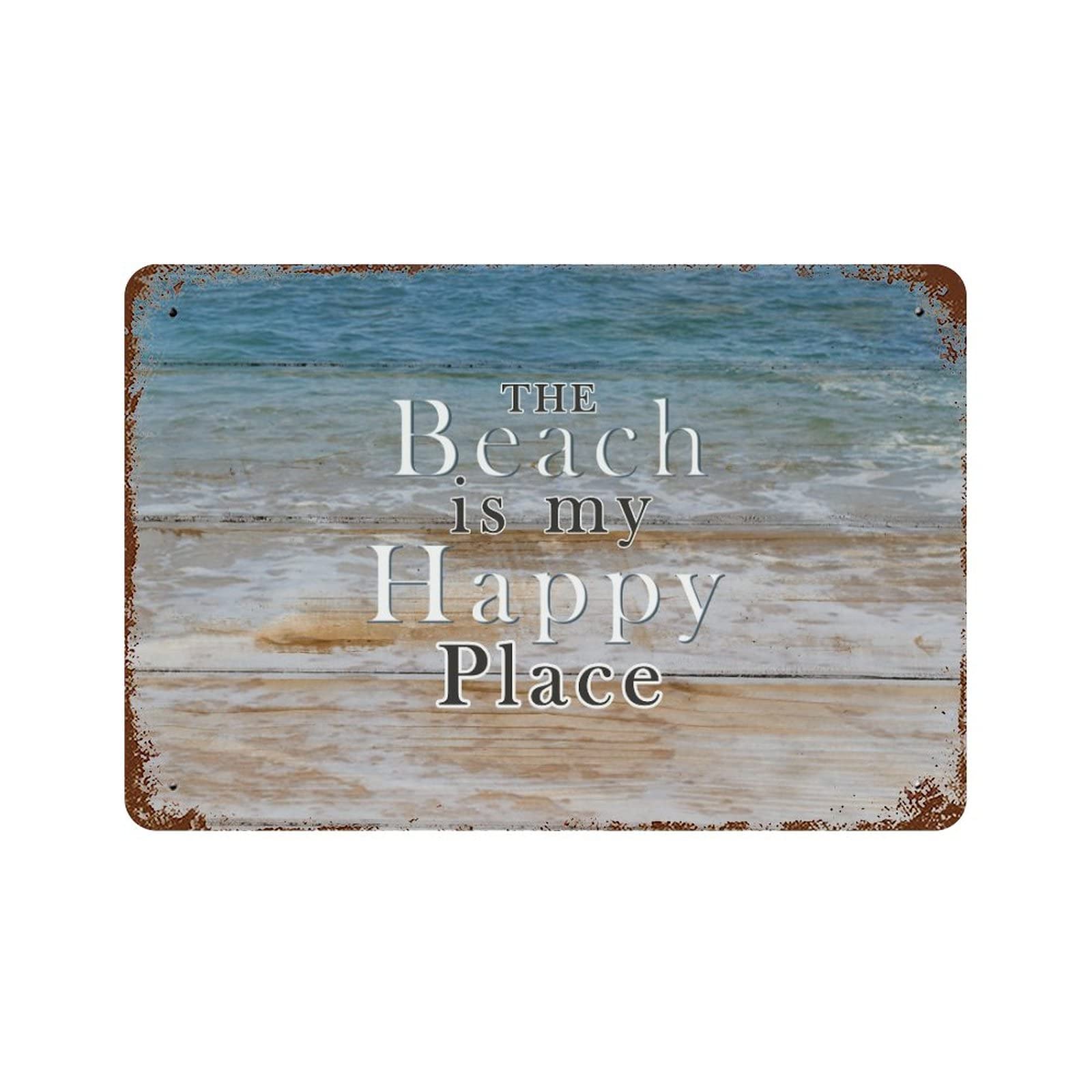 Vintage Beach Theme Aluminum Sign - Custom 8x12 Inch Metal Tin Wall Decor for Cafe, Bar, Pub & Home | Perfect for Coastal Decor, Man Cave & Beach House Style